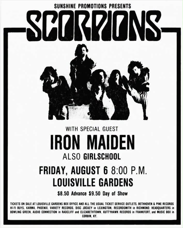 1982 SUNSHINE PROMOTIONS PRESENTS SCORRIONS បកានា WITH
