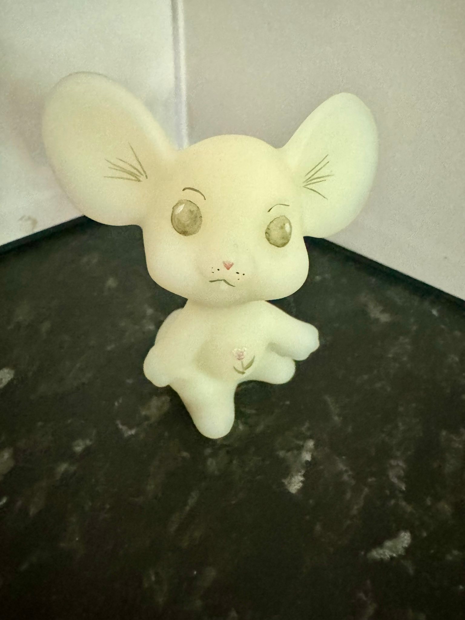 Collectible Fenton frosted glass mouse figurine is part of the