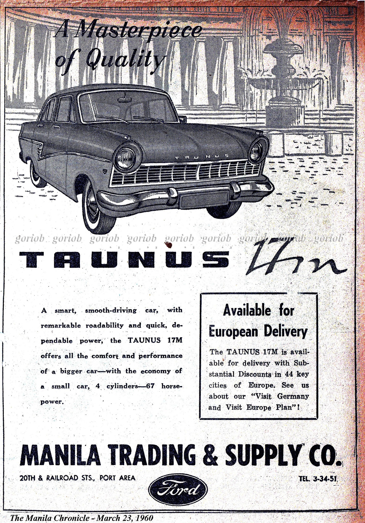 1960 Ford Taunus 17M ad for Manila market