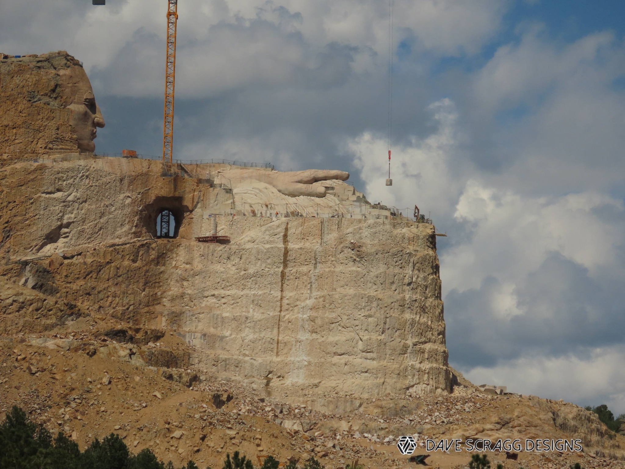 Crazy Horse Memorial carving progress on Thunderhead Mountain