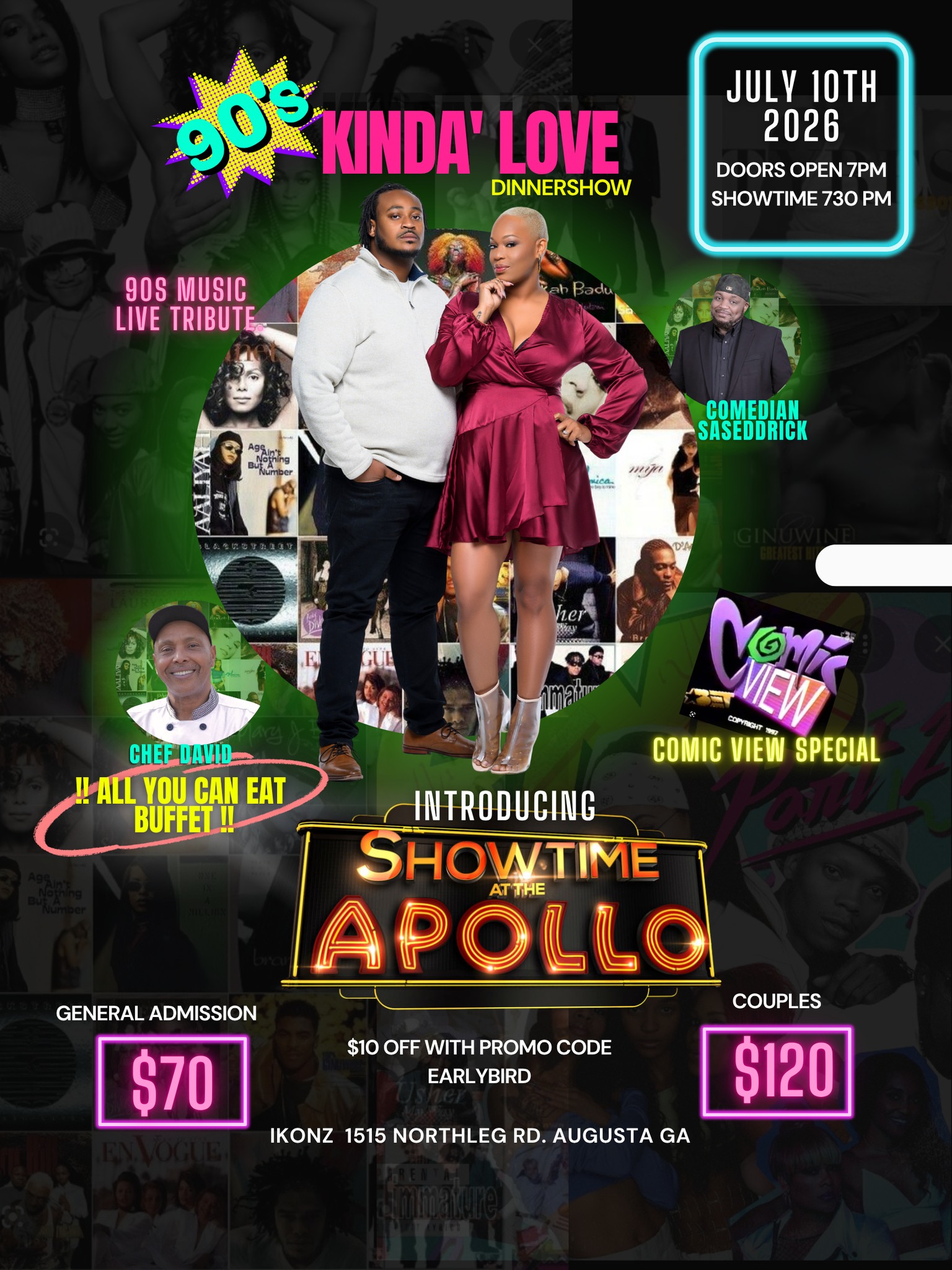 90's themed dinner show in Augusta, GA on July 10th, 2026