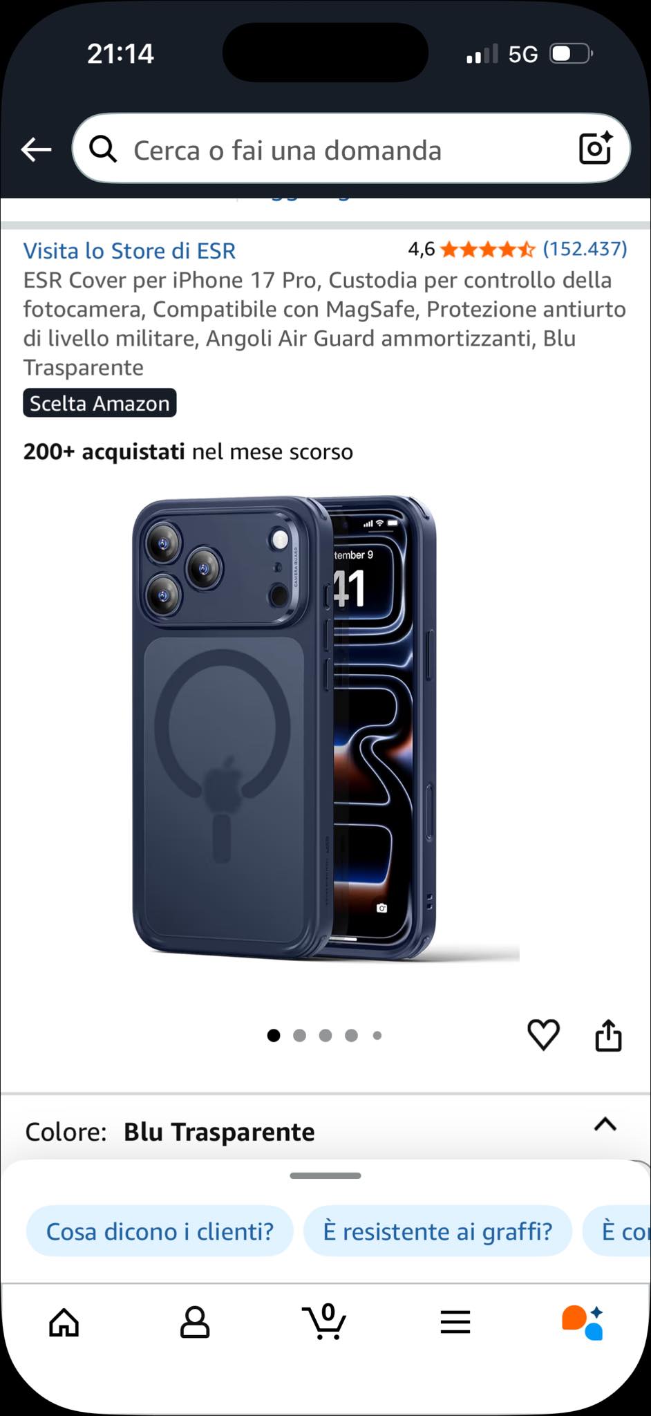 ESR Cover per iPhone 17 Pro, Custodia per controllo della
