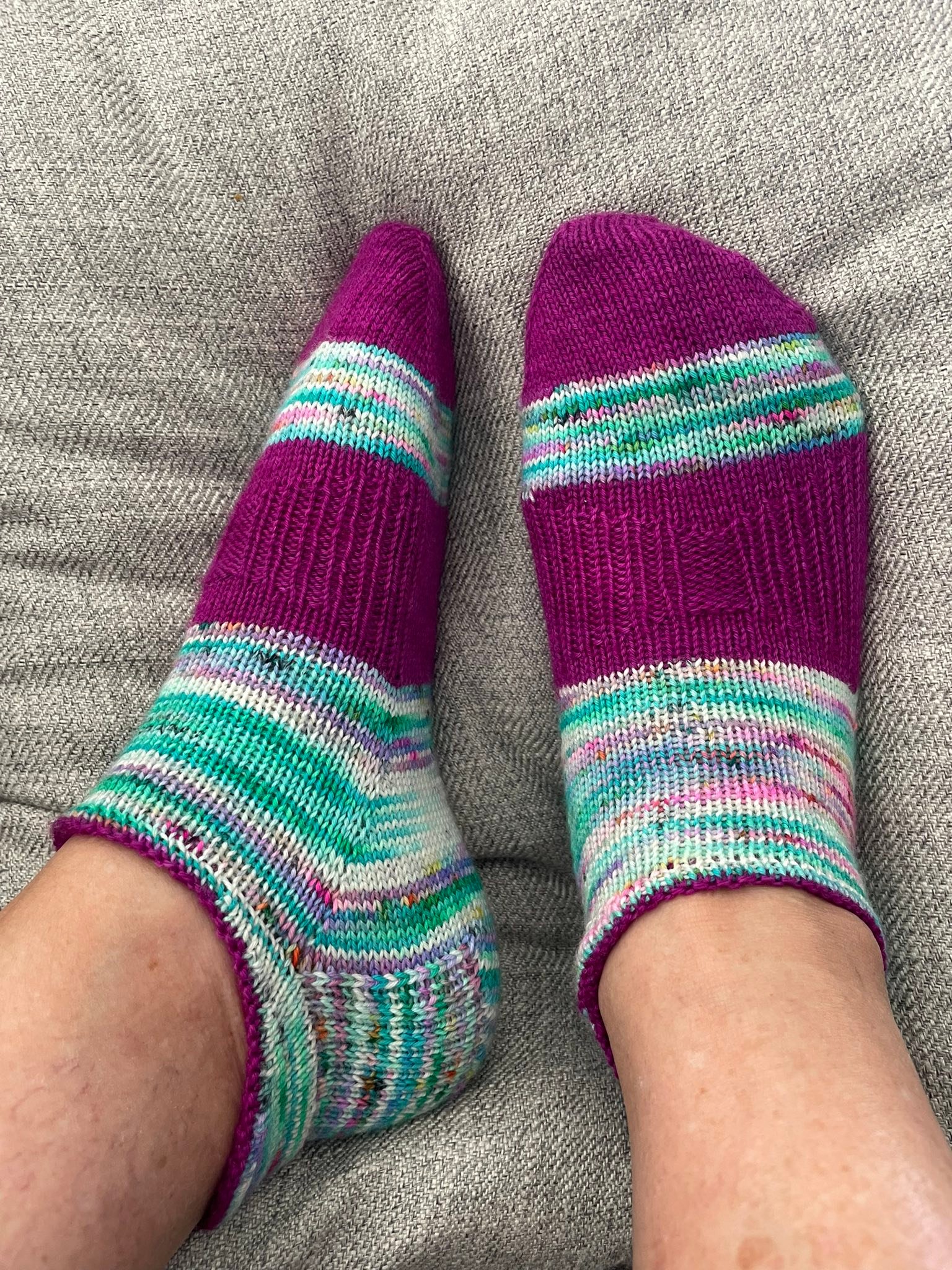 Comparing toe up and cuff down sock methods