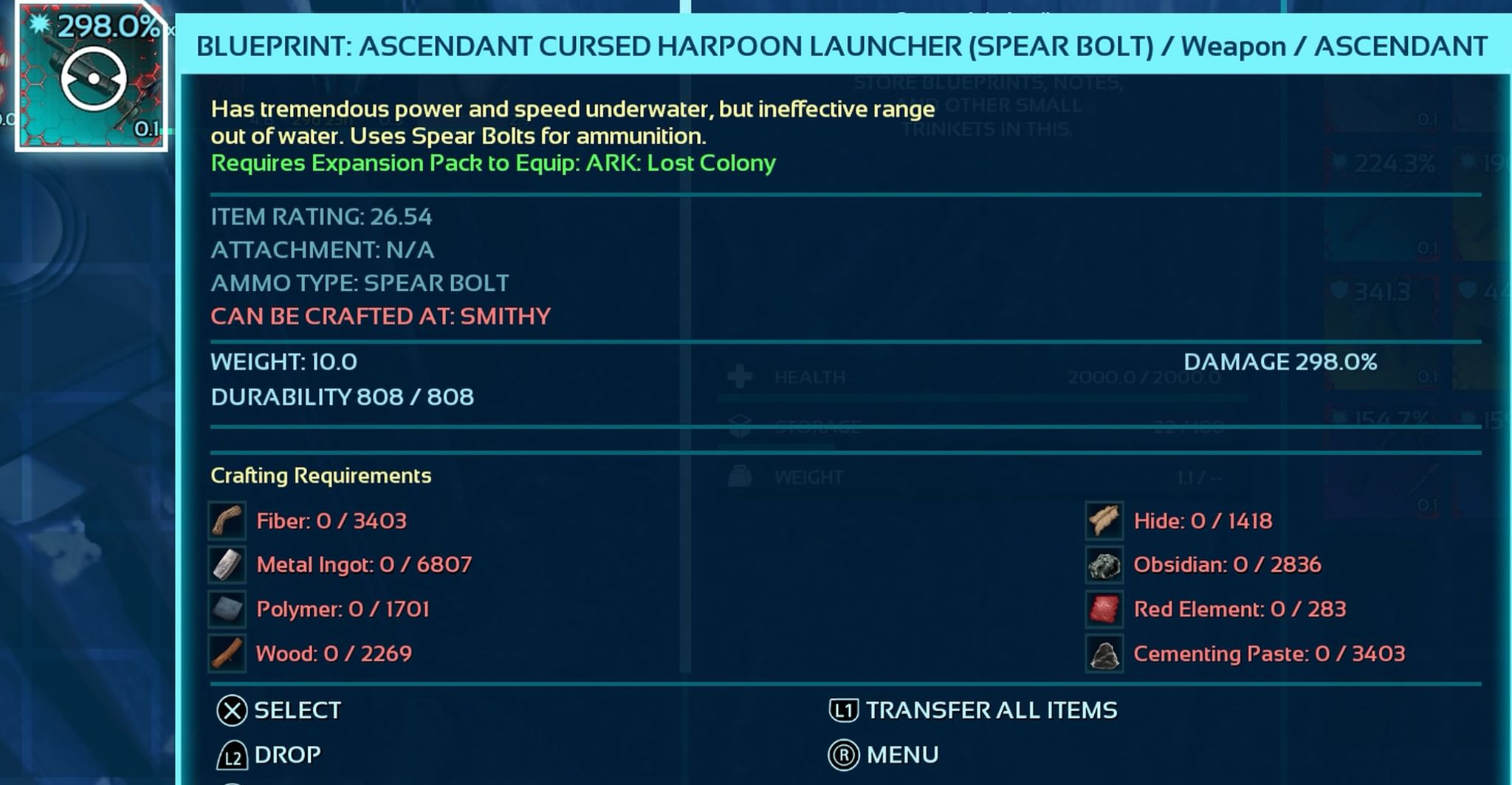 Auction for Ascendant Cursed Harpoon Launcher blueprint