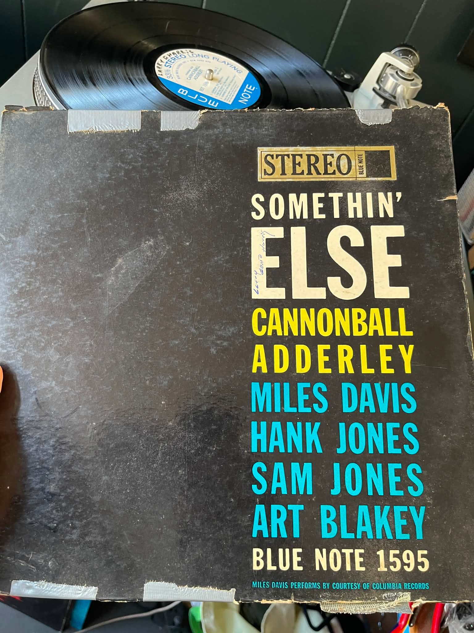 Cannonball Adderley's heavily scratched 'Somethin' Else' vinyl