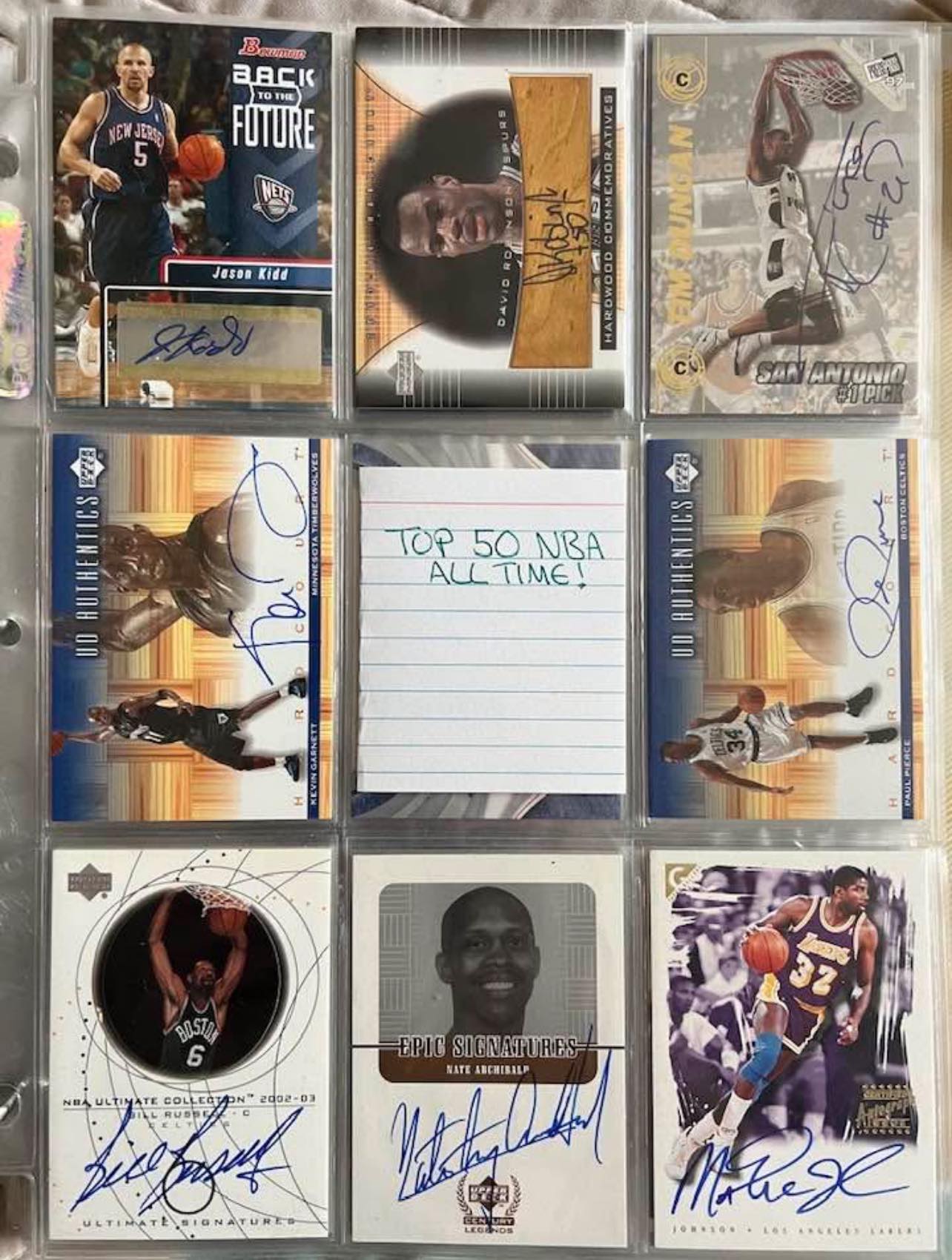 NBA Top 50 autographs featuring Jason Kidd and David Robinson