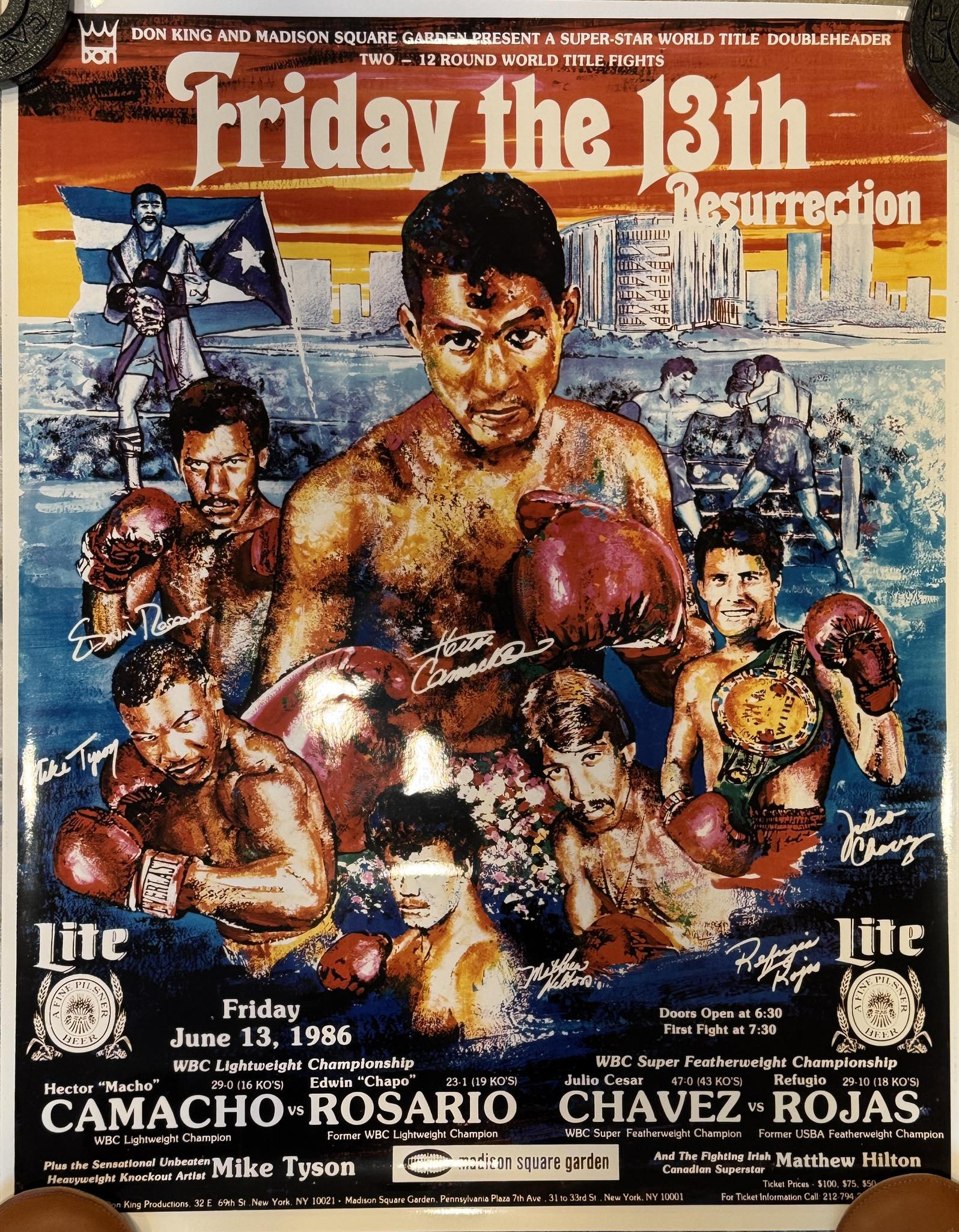 Camacho, Chavez and Tyson fight poster from Madison Square Garden