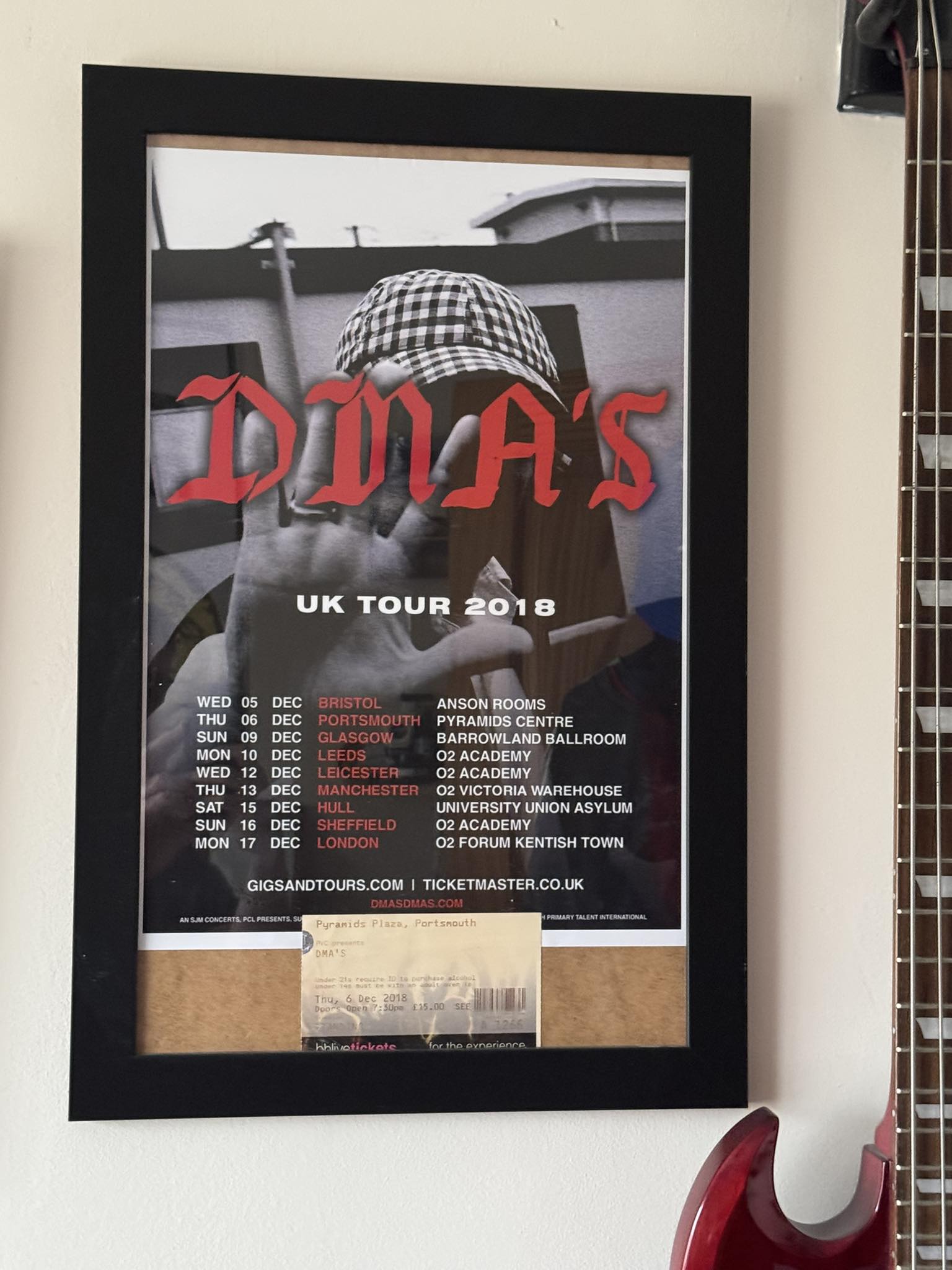 Oasis 1996 tour poster framed
