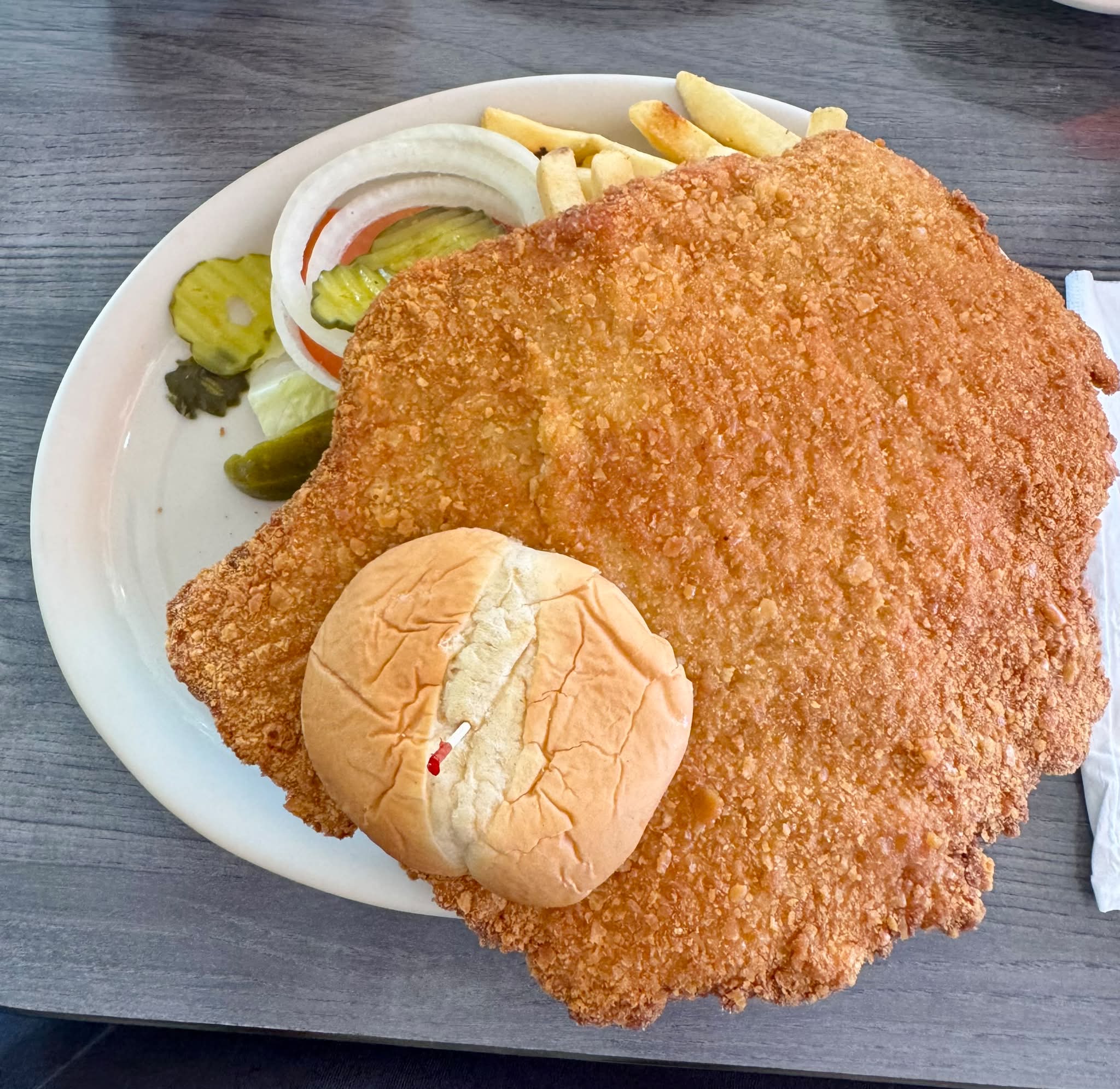 Hoosier Cafe's pork tenderloin sandwich in Chandler, AZ