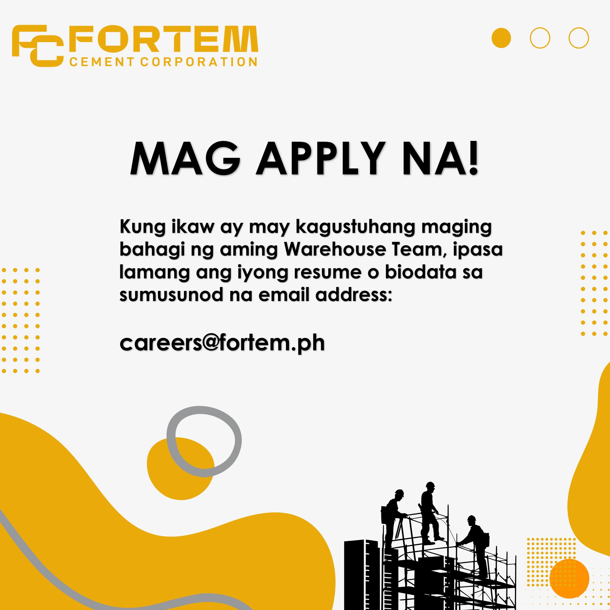 MAGING BAHAGI NG AMING WAREHOUSE... - Fortem Cement Careers | Facebook