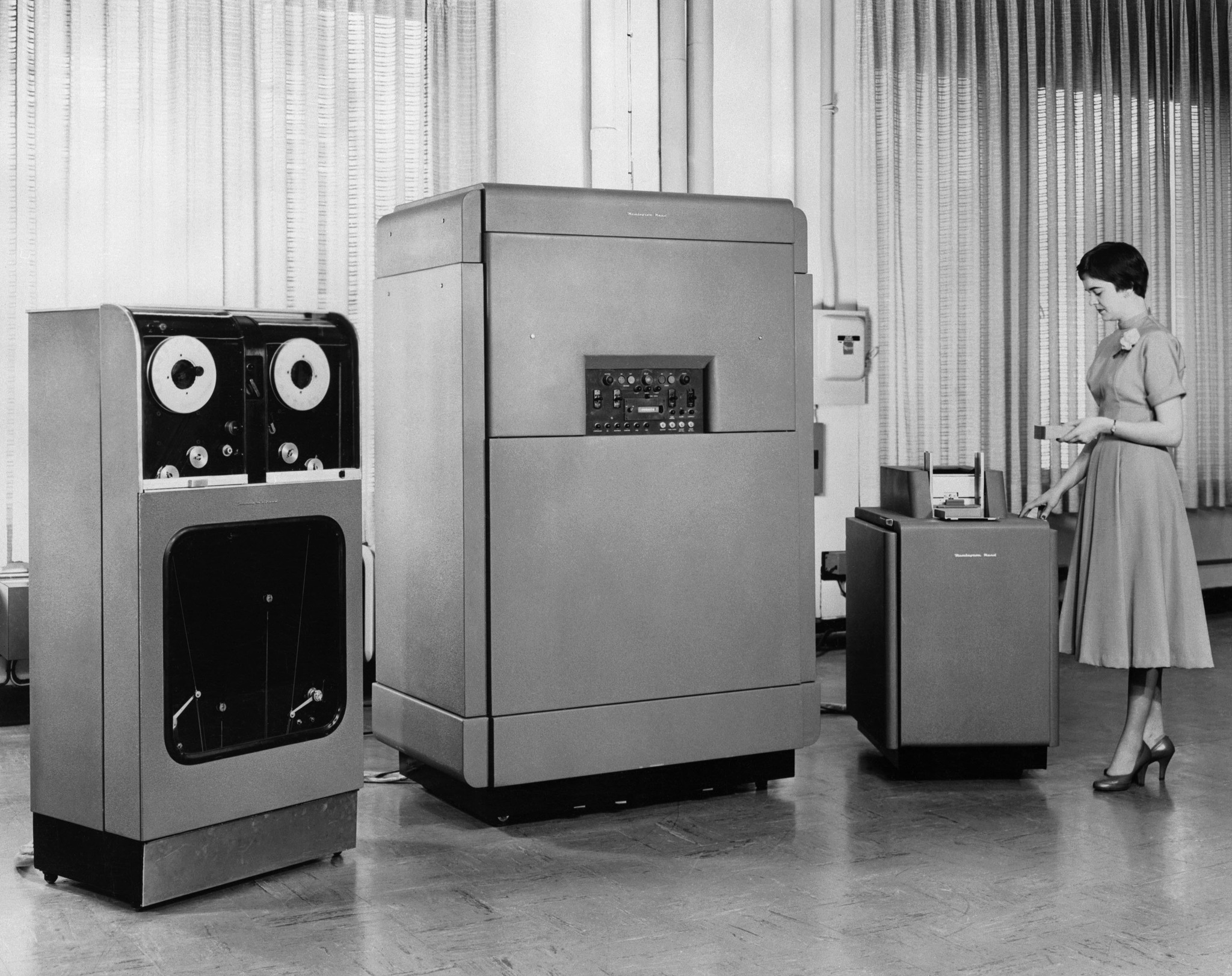 At The Controls | 1954: View of the Remington-Rand calculating machine ...