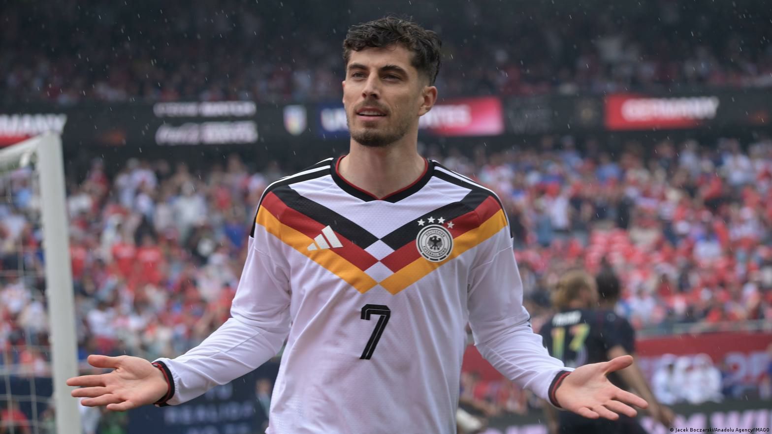 Kai Havertz, who wears jersey number 7 for Germany, scored both