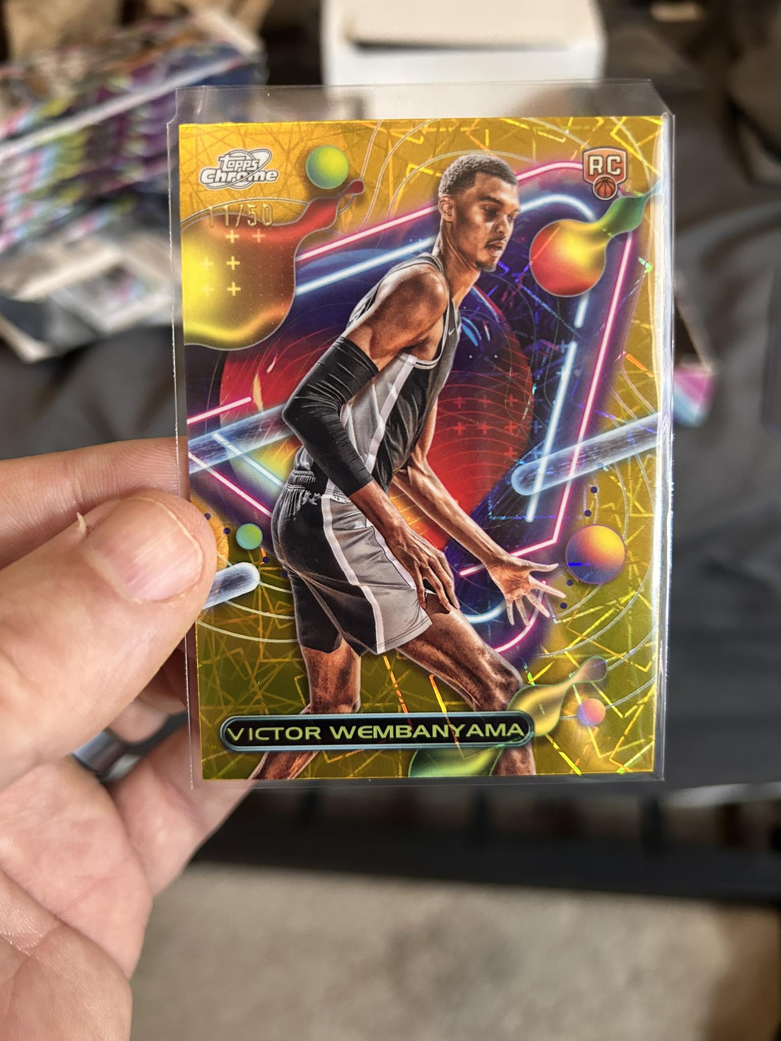 Victor Wembanyama Topps Chrome card found in hobby box