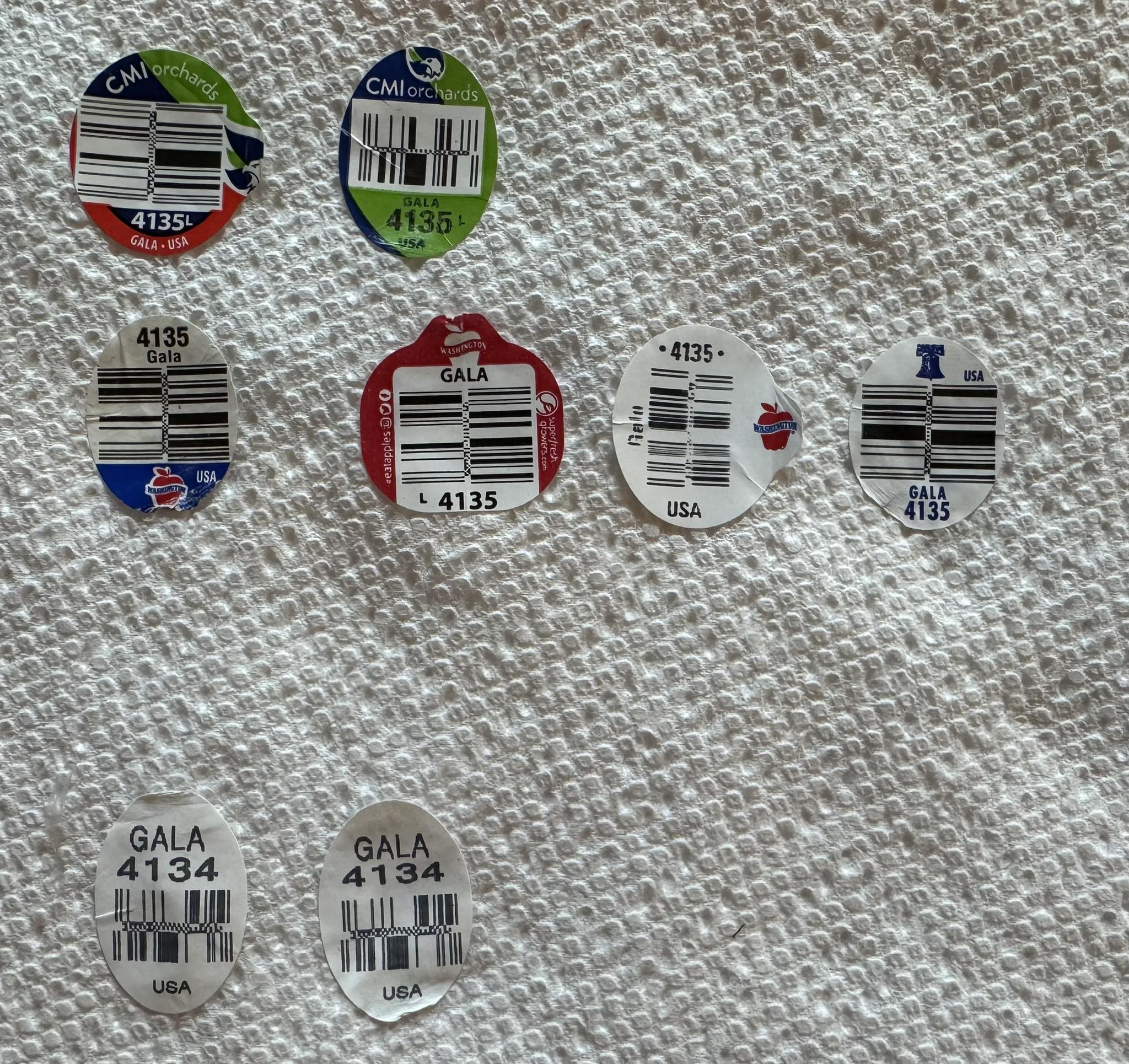 Difference in gala apple plu labels and sizes
