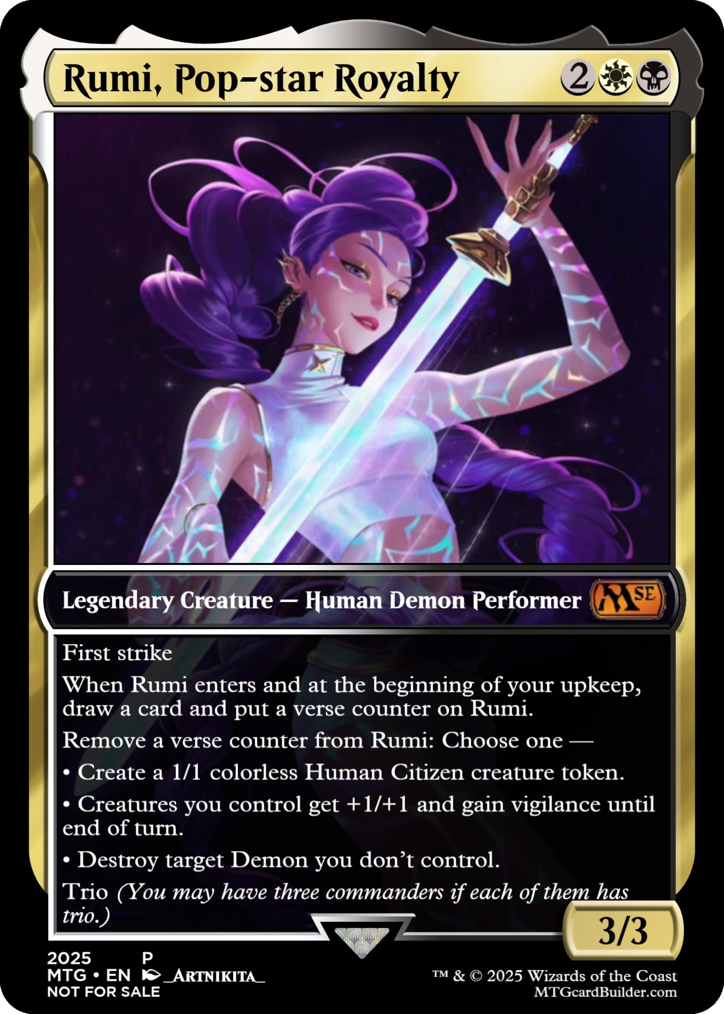 kpop mtg cards Rumi from K-Pop Demon Hunters (Yuriko, the Tiger's Shadow) Proxy Commander for Magic the Gathering EDH Complete Kpop Demon Hunters themed