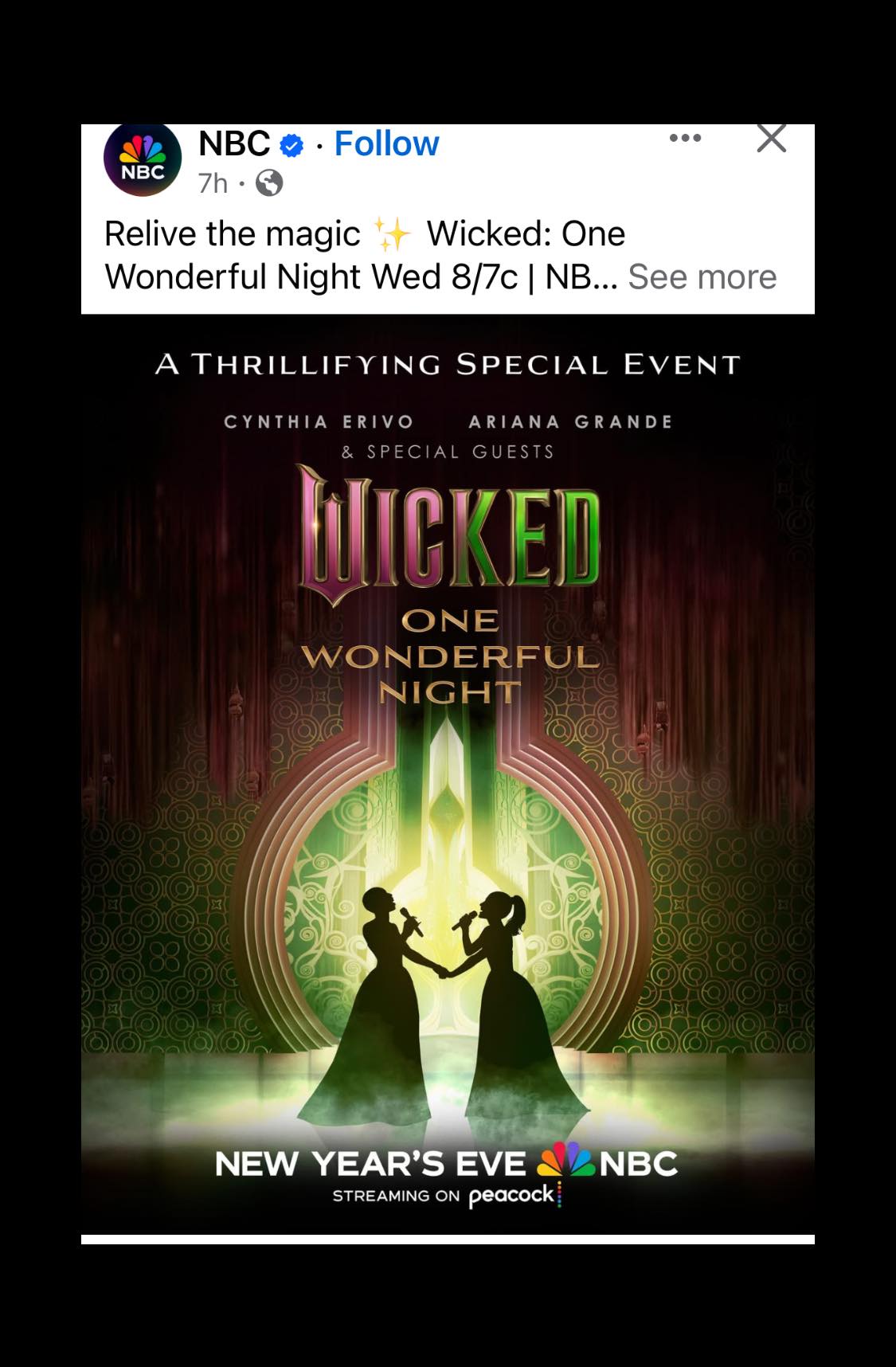 Relive the magic ✨ Wicked: One Wonderful Night Wed 8/7c | NBC