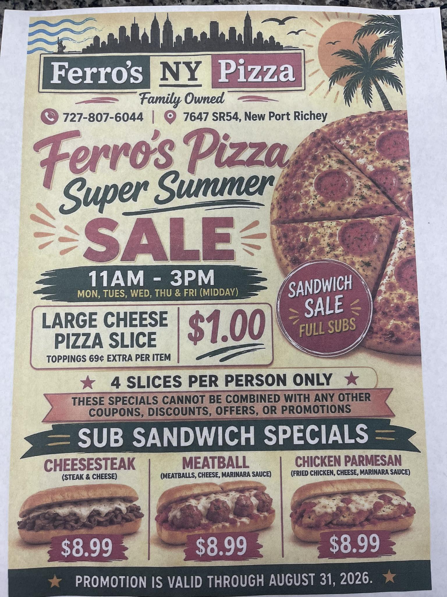 Johnny Tomatoes Pizza Sarasota is having a GRAND OPENING SPECIAL