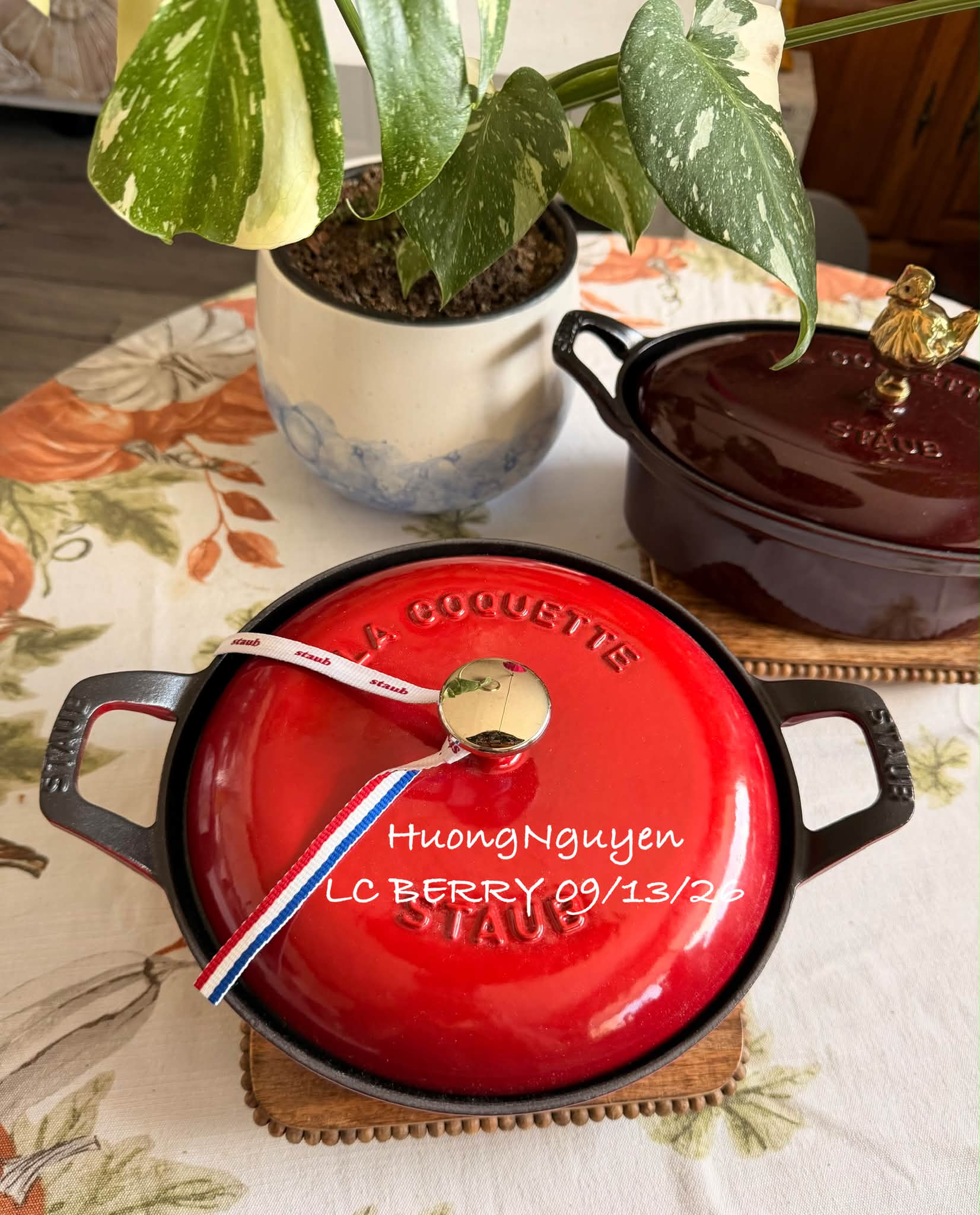 Vintage Staub La Coquette 20cm Cerise Enameled Cast Iron Cookware
