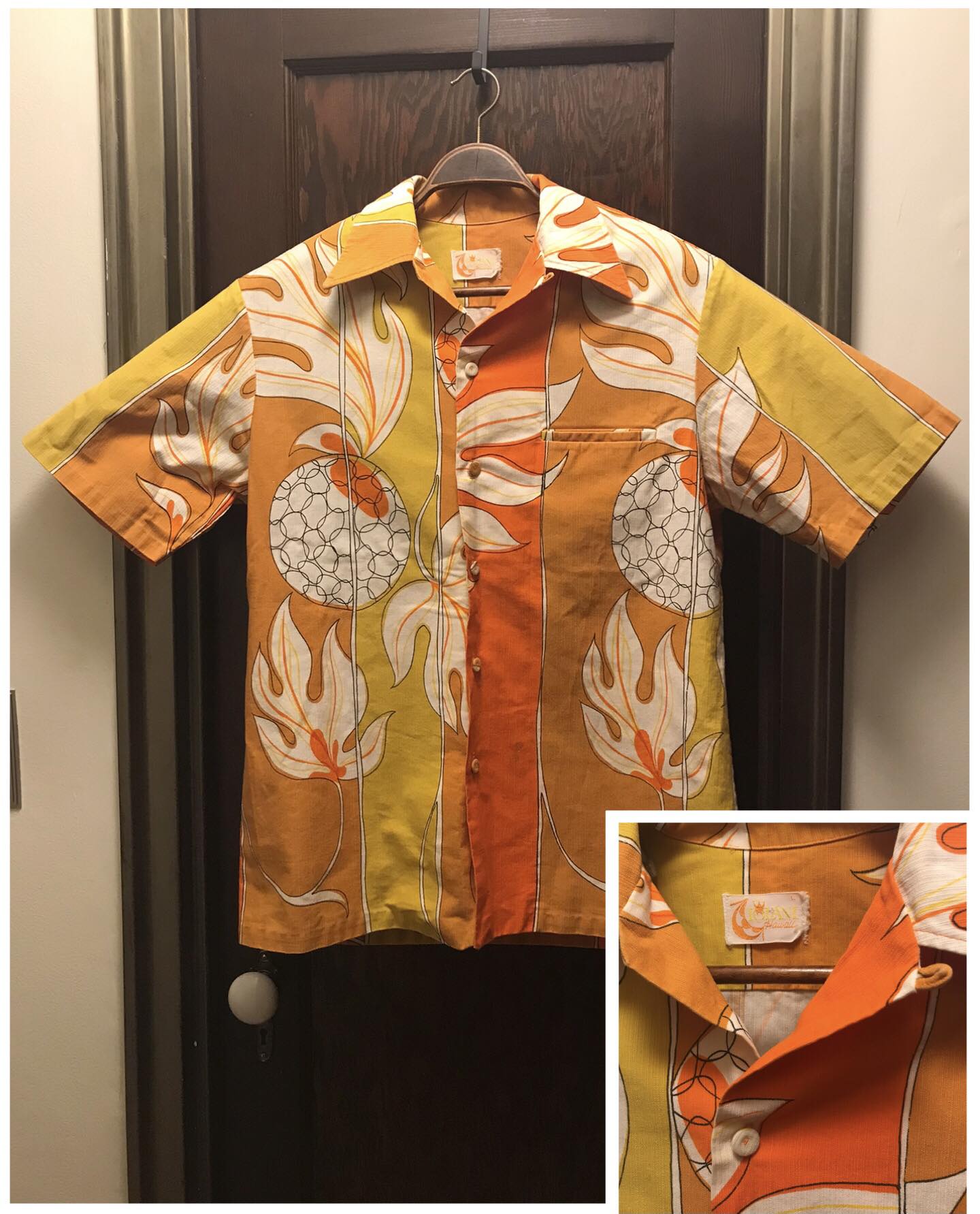 IOLANI 60's シャツ デザイン アート ハワイアン ヴィンテージ Vintage 1960s Iolani barkcloth aloha shirt find