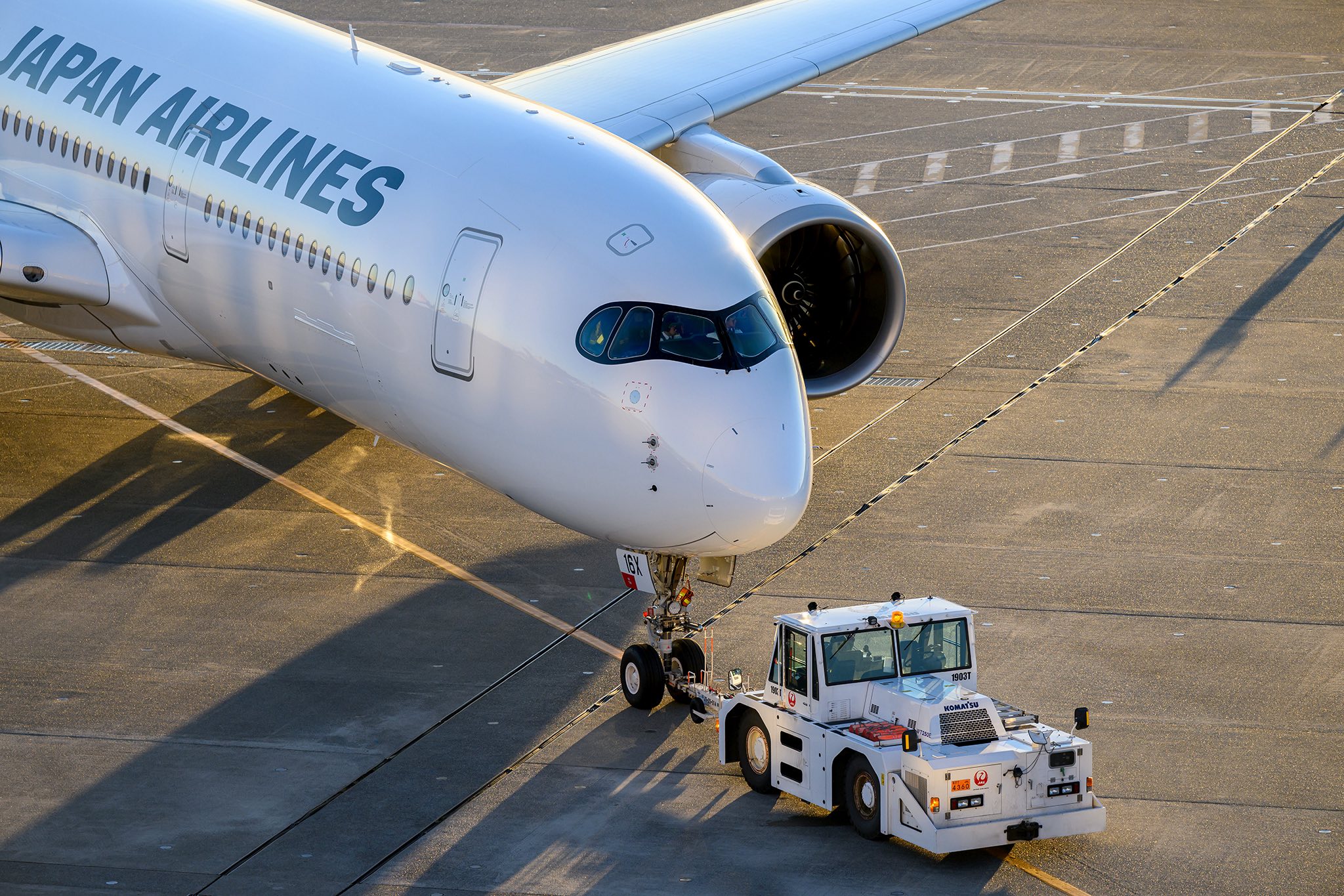Pictures of JAL Airbus A350-1000 (JA01WJ) before departure to New