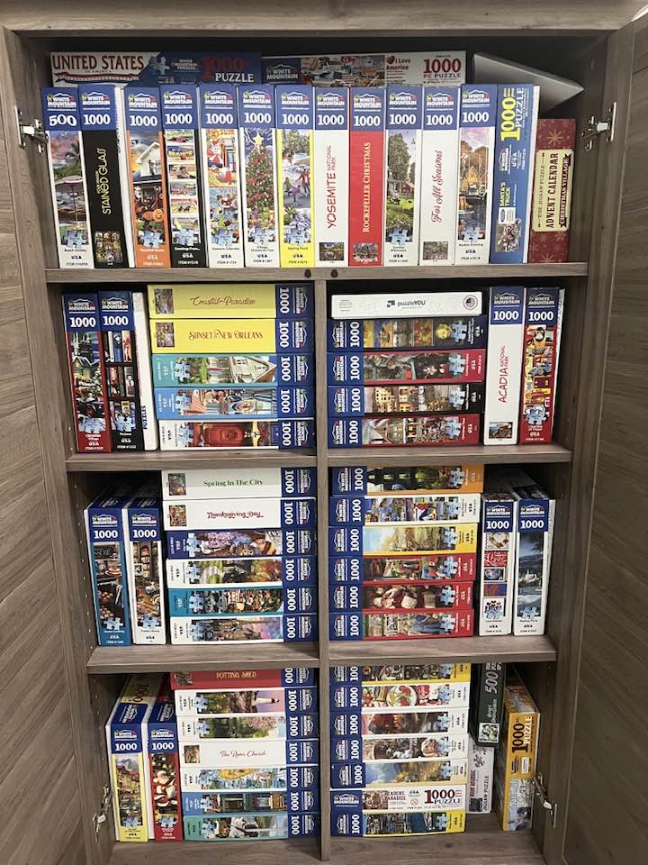 White Mountain puzzle collection organization and storage solutions