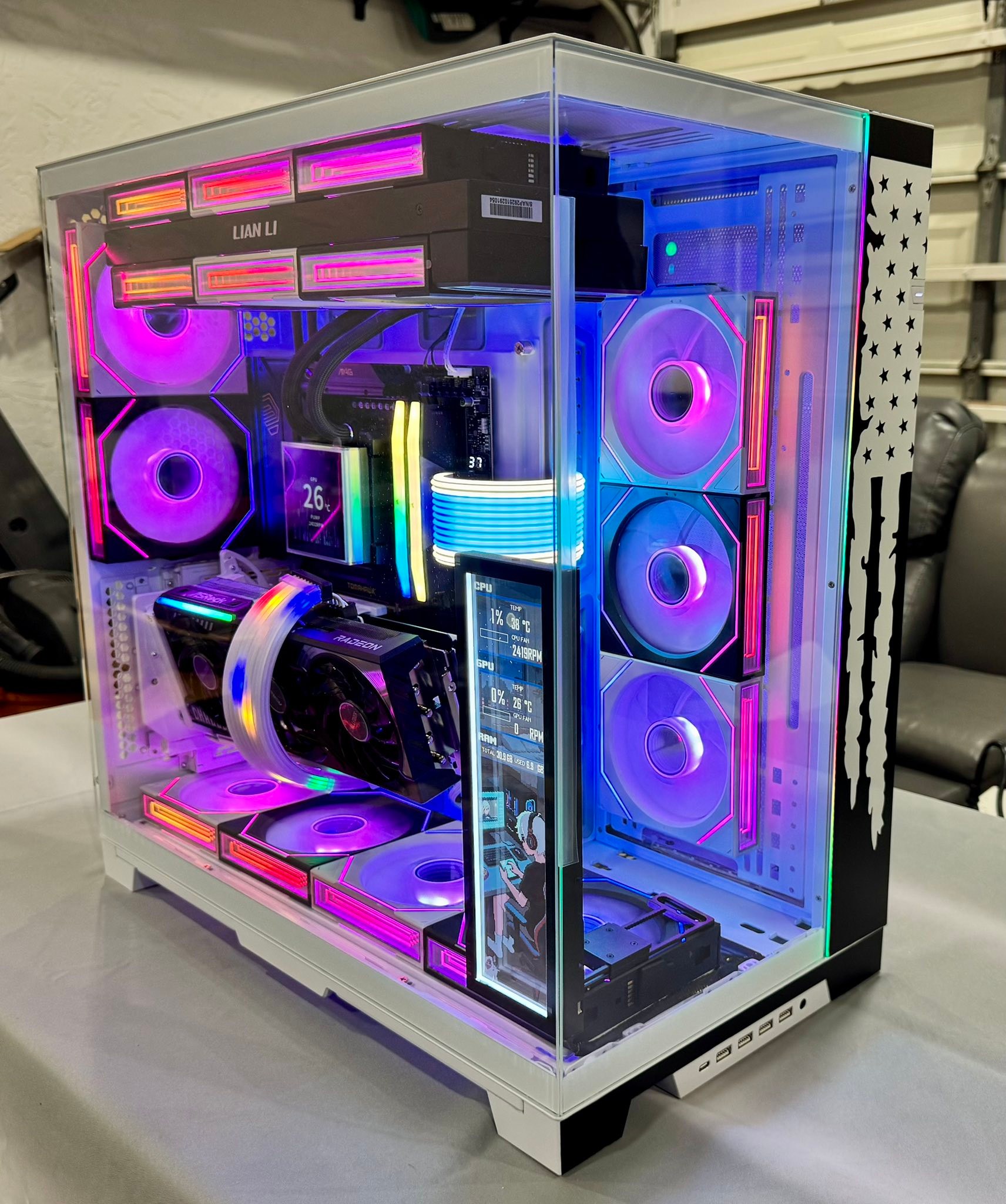 Custom Lian Li PC build with Ryzen 7 9800X3D and RX 9070 XT