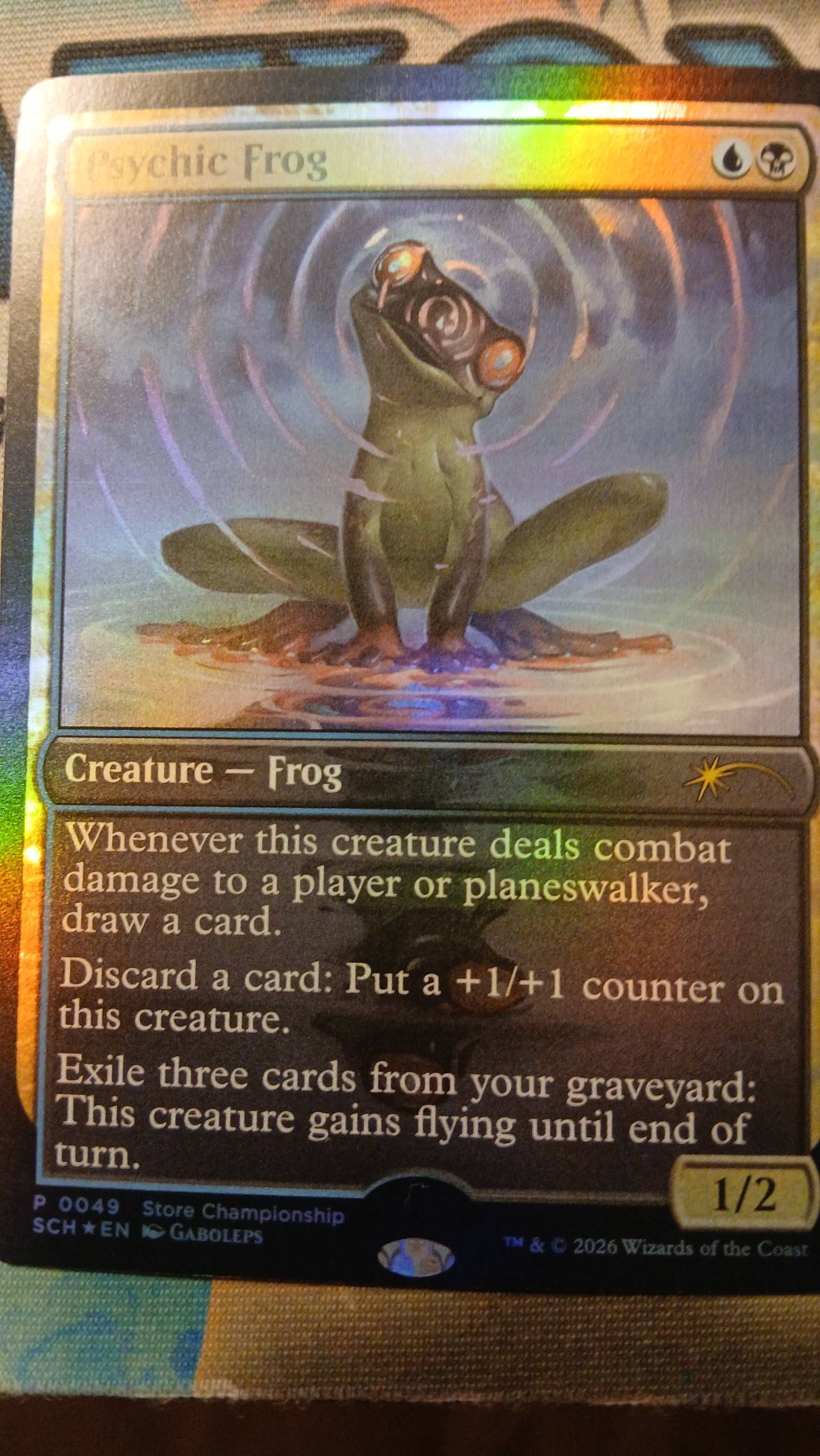 Foil promo Psychic Frog misprint from store championships