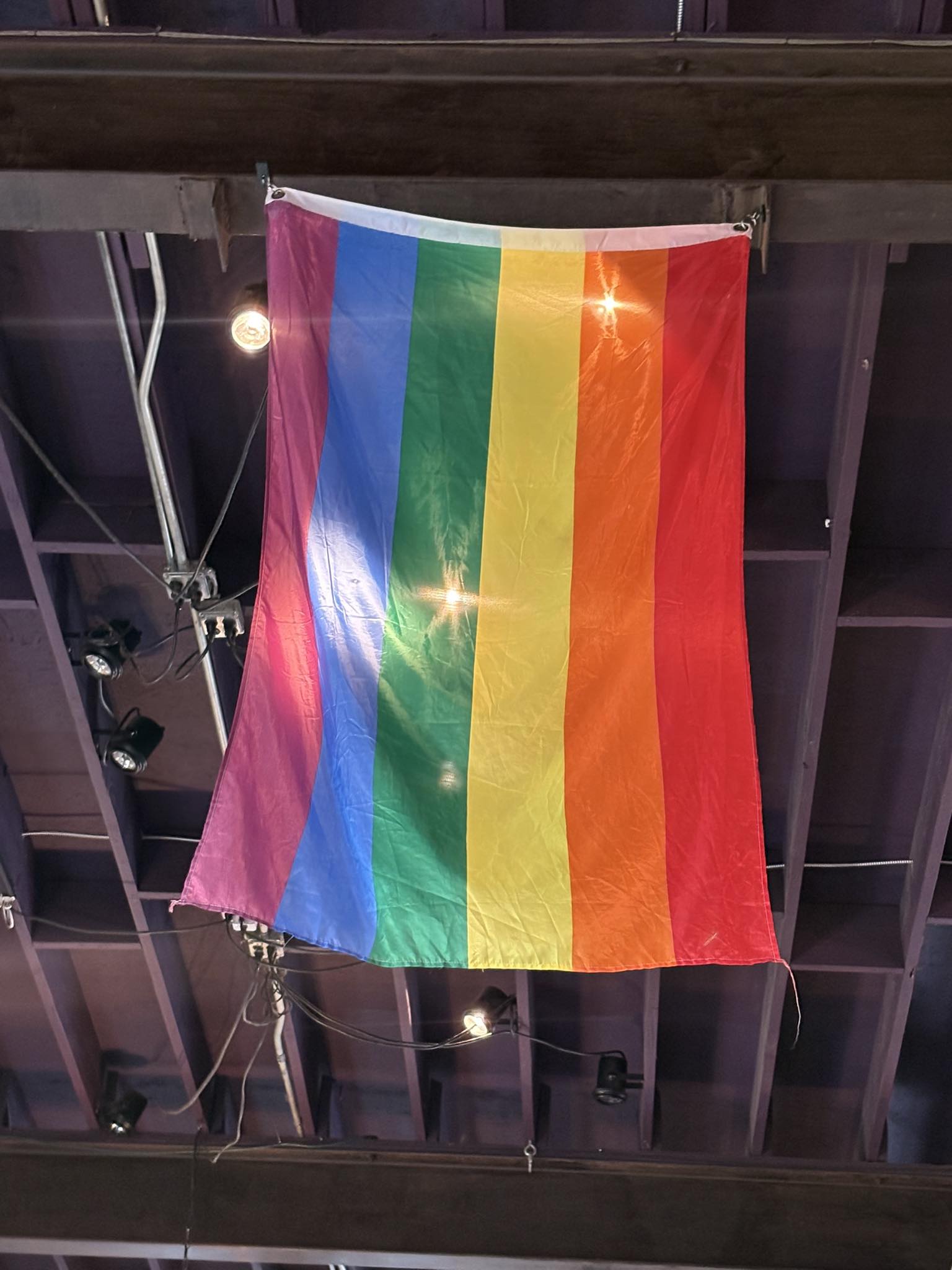 Original spiral pride flag at Copper Moon in Lansing, MI