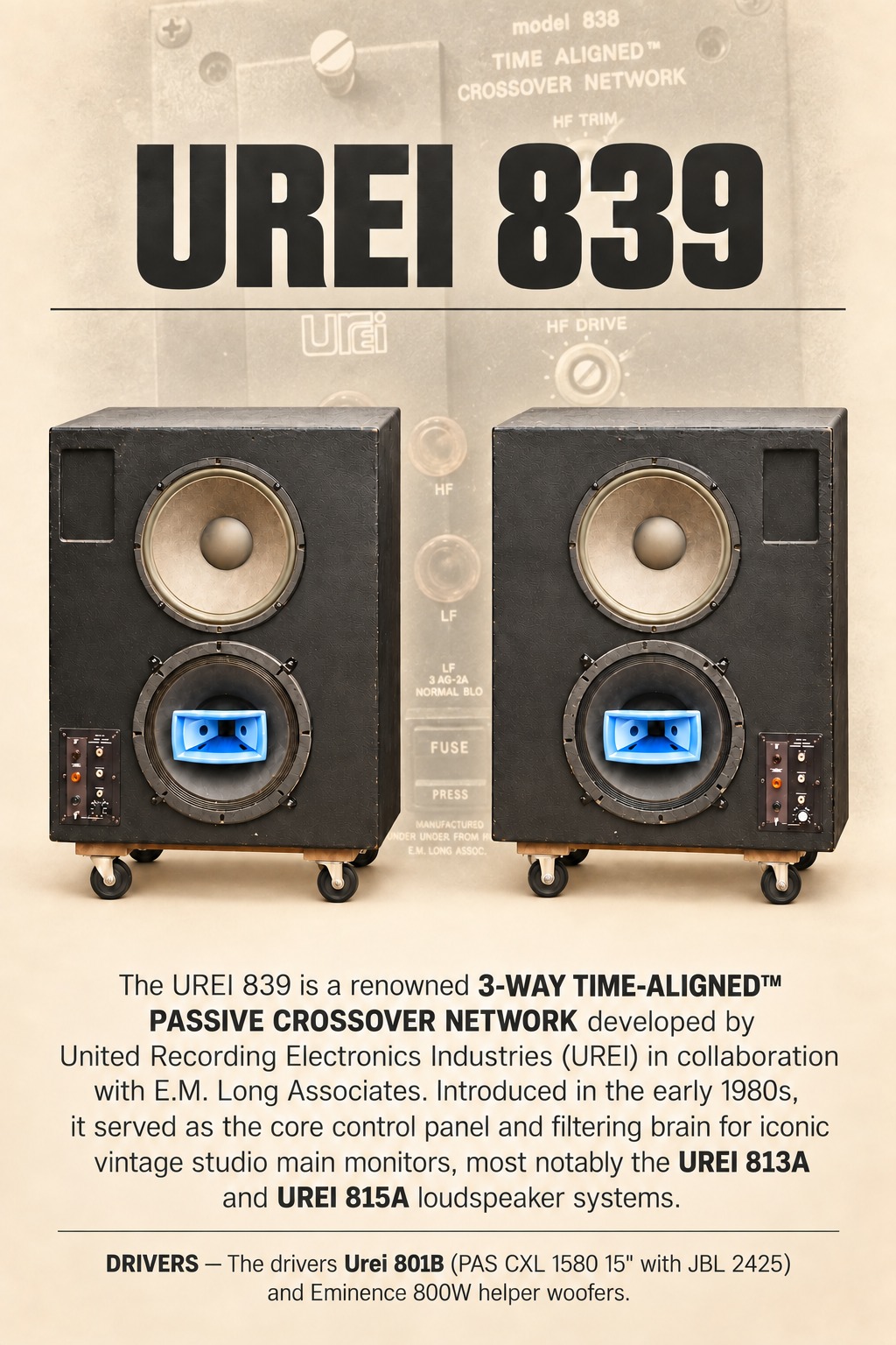 UREI 839 3-way time-aligned passive crossover network for vintage