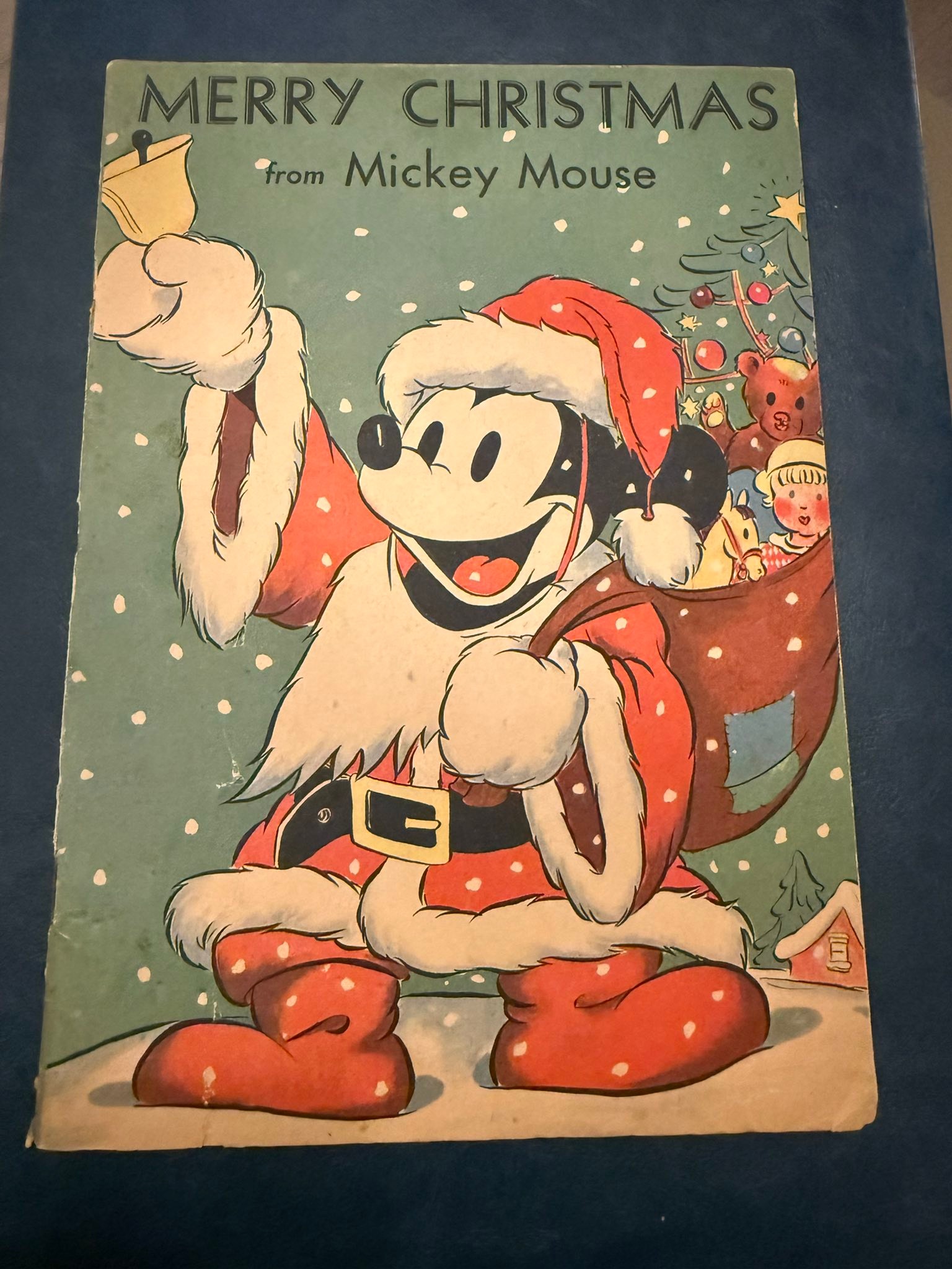 Rare 1930s and 40s Disney Christmas collectibles on display
