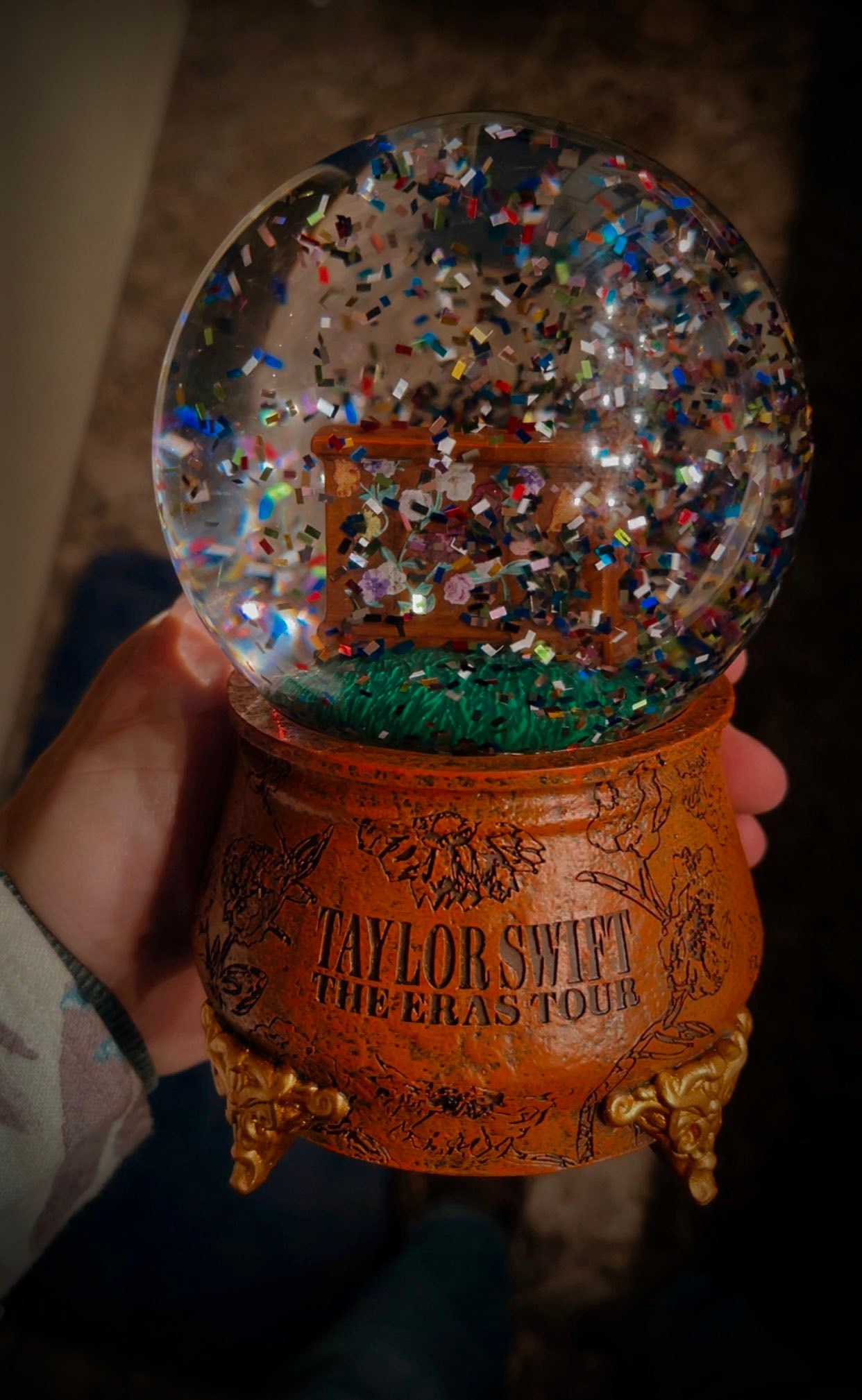 Taylor Swift Eras Tour snow globe with confetti and piano