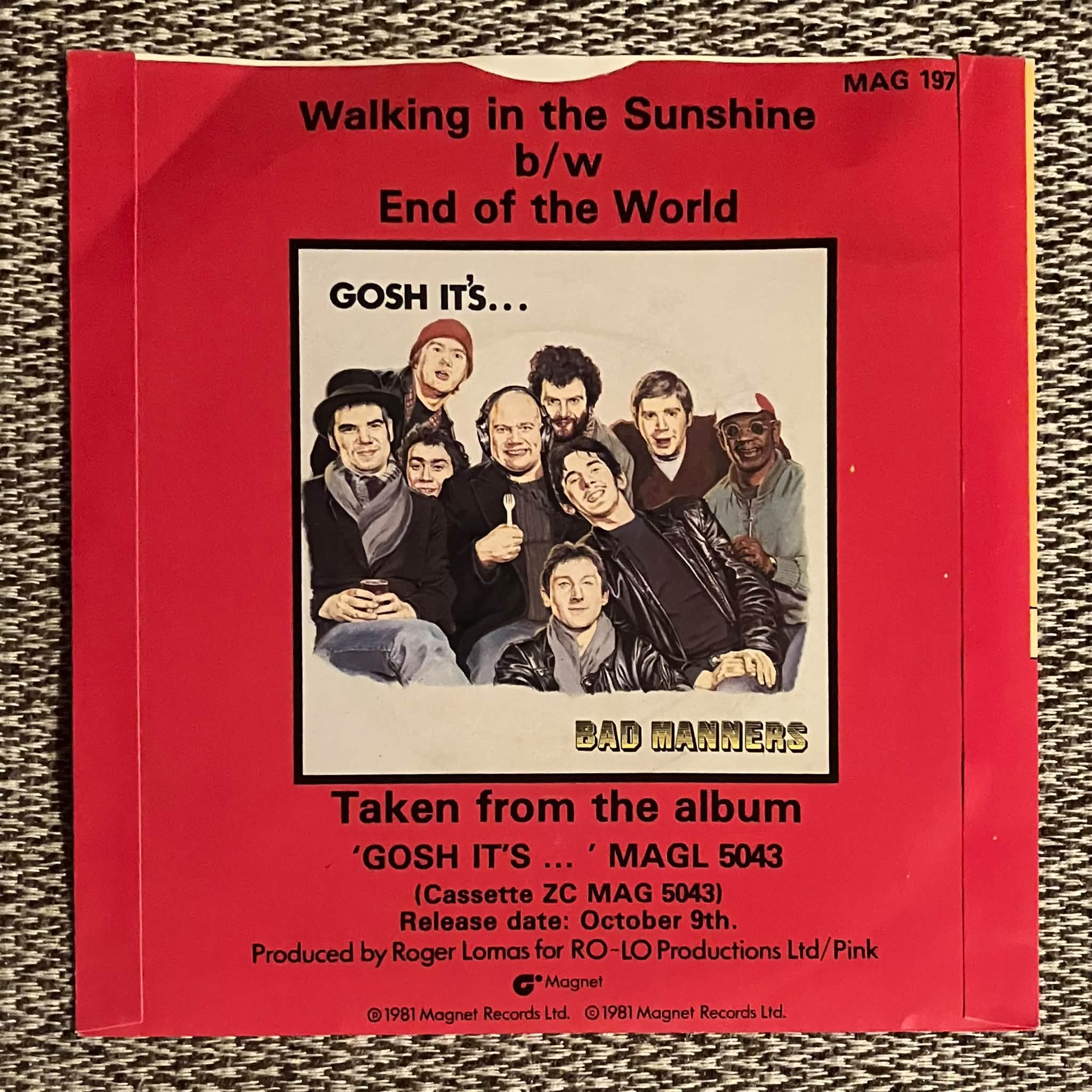 Happy 45th!! Released 9/18/81. Walking in the Sunshine Gosh it's