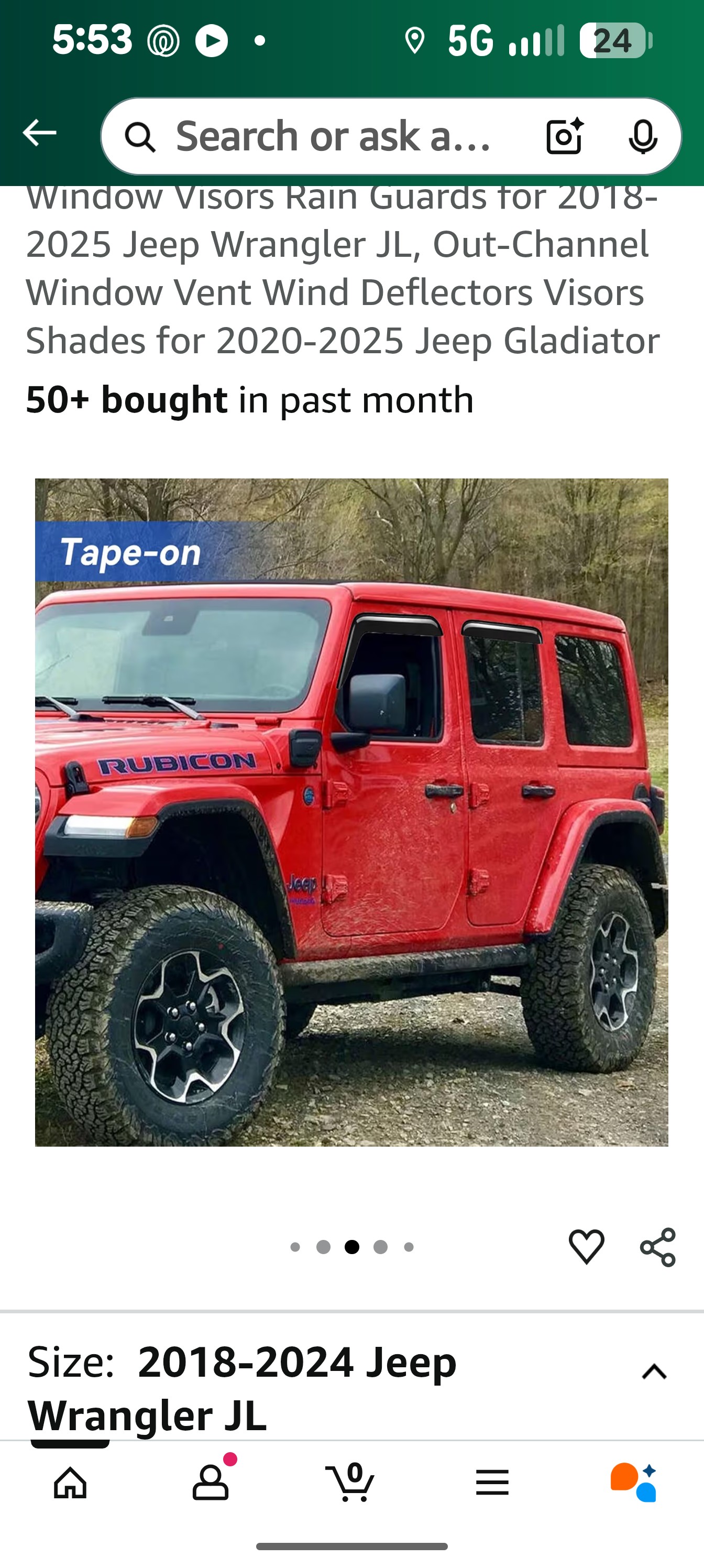 in-Channel Window Rain Guards Fit for 2018-2025 Jeep Wrangler JL / 2020