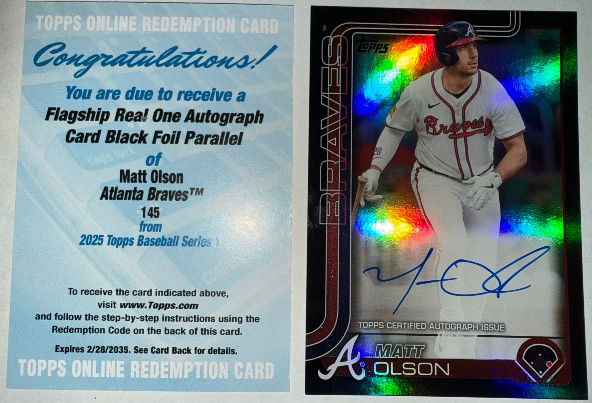 2025 Topps Series 1 Matt Olson autograph card black foil parallel