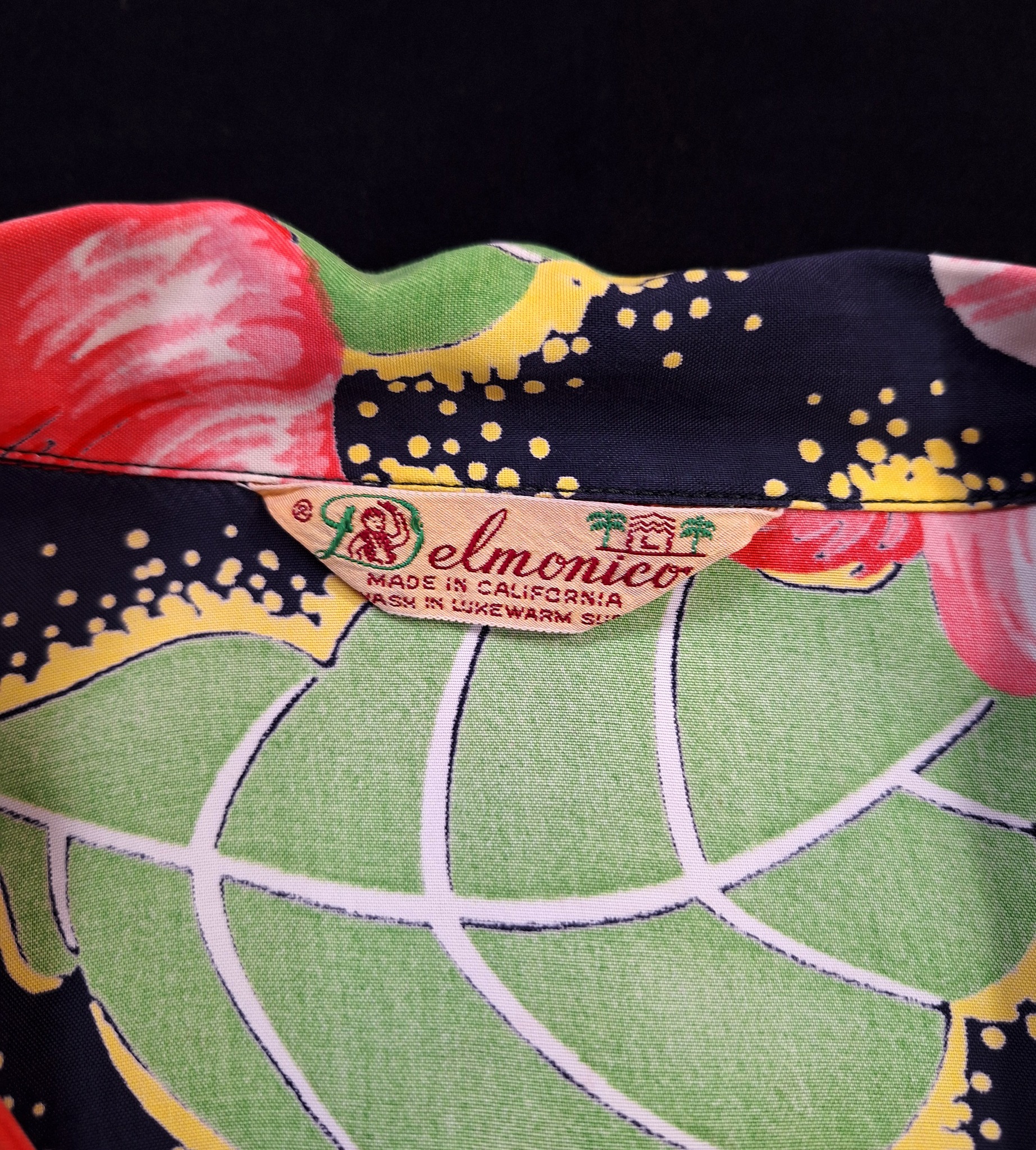1940s delmonico hibiscus print shirt