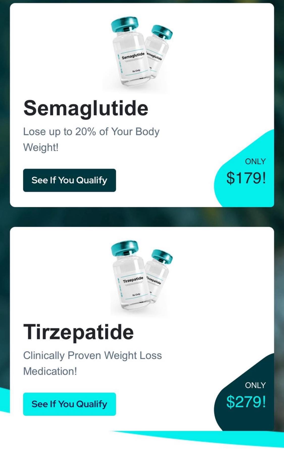 What is the cost of semaglutide or tirzepitide without insurance through Weight Watchers clinic or app?