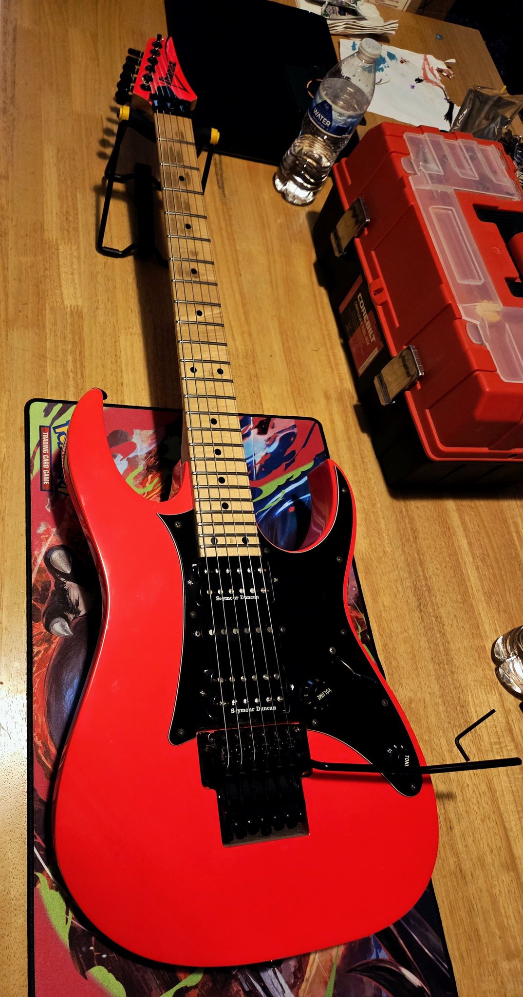 Customized 2001 Ibanez RG2077XL in neon orange crackle