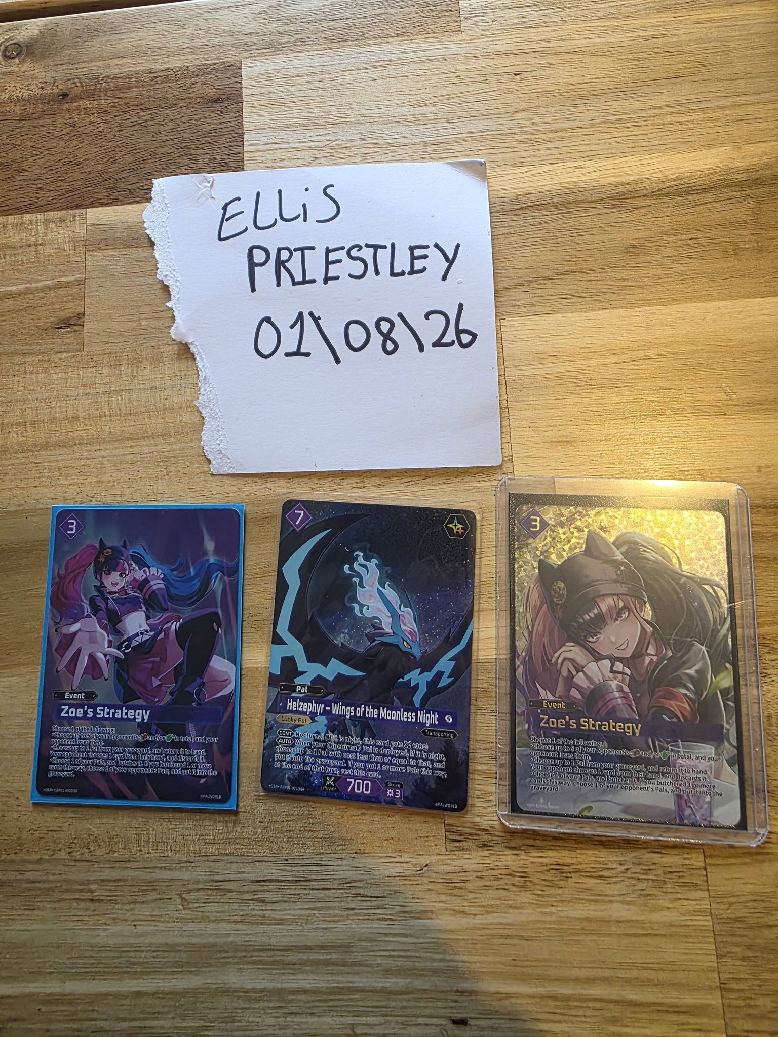 Palworld OCG cards for sale: Zoe's Strategy, Helzephyr