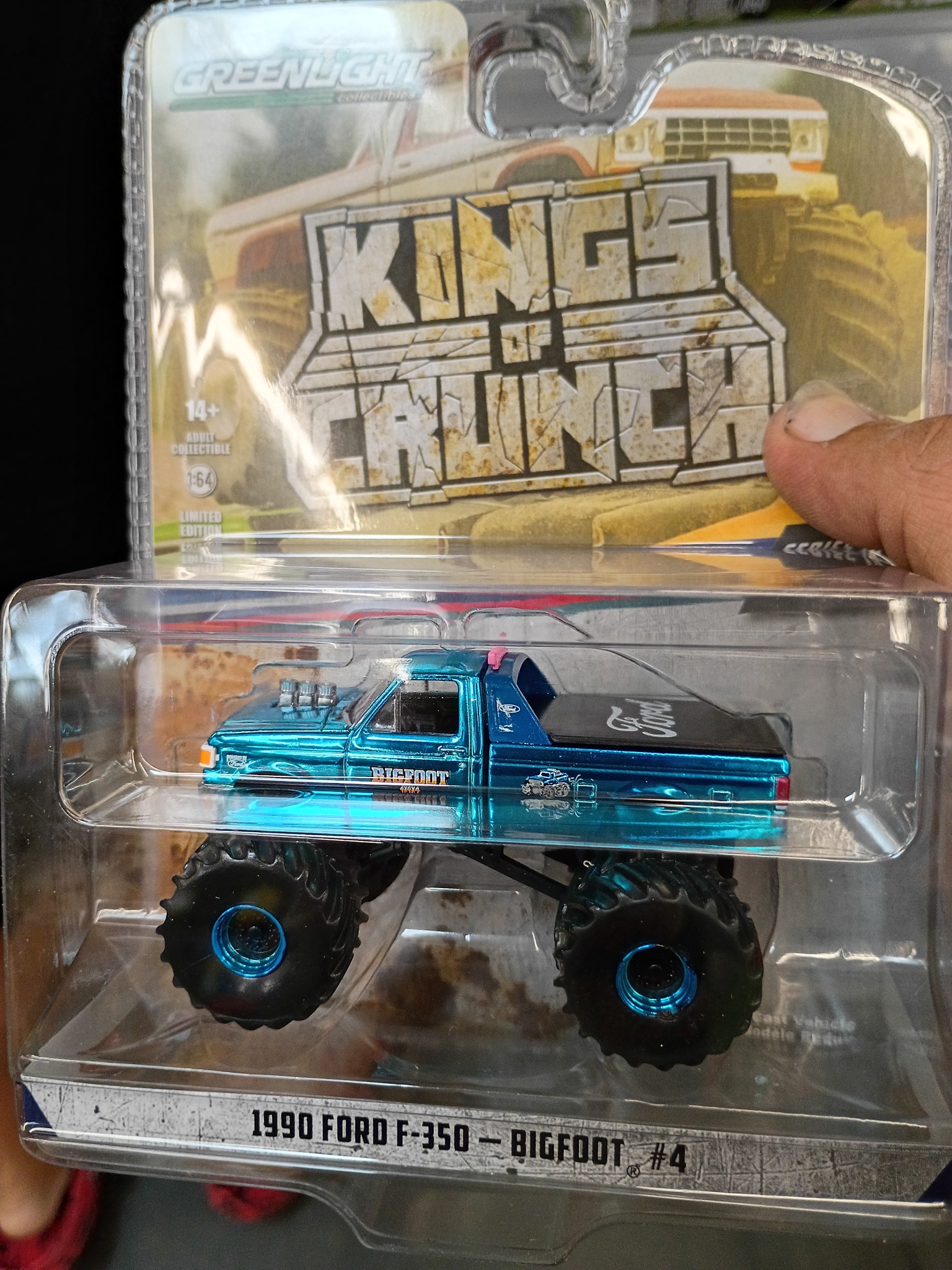 Finding a blue chrome Bigfoot Greenlight truck to match Hot Wheels