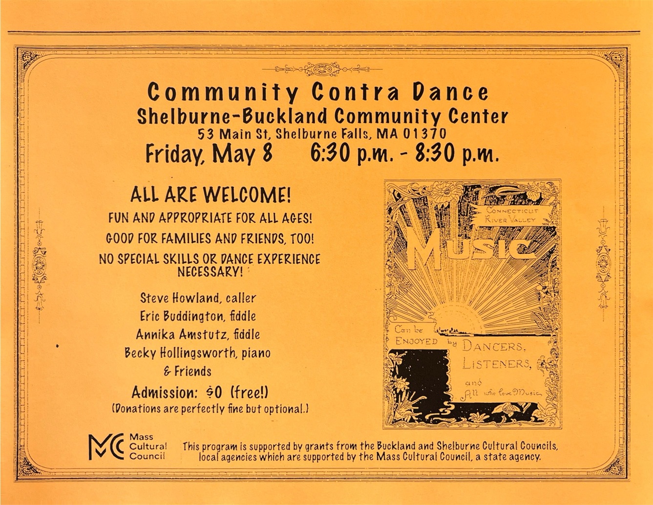Community contra dance in Shelburne Falls, Massachusetts