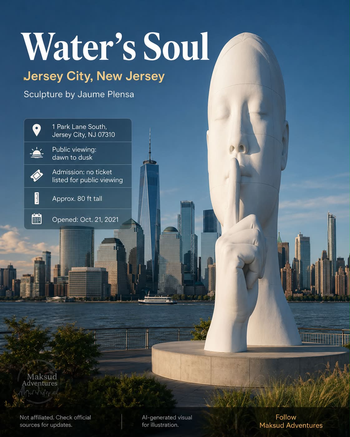 アート・デザイン・音楽 The New Waterfront: A Worldwide Urban Su Water's Soul public sculpture in Jersey City by Jaume Plensa
