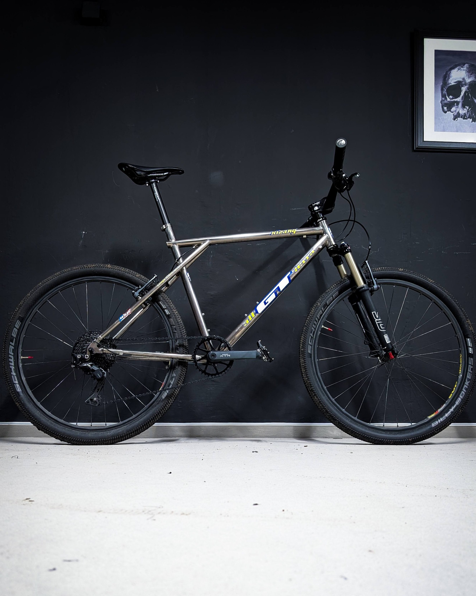 Restomod OG GT Xizang titanium mountain bike with modern 1x11