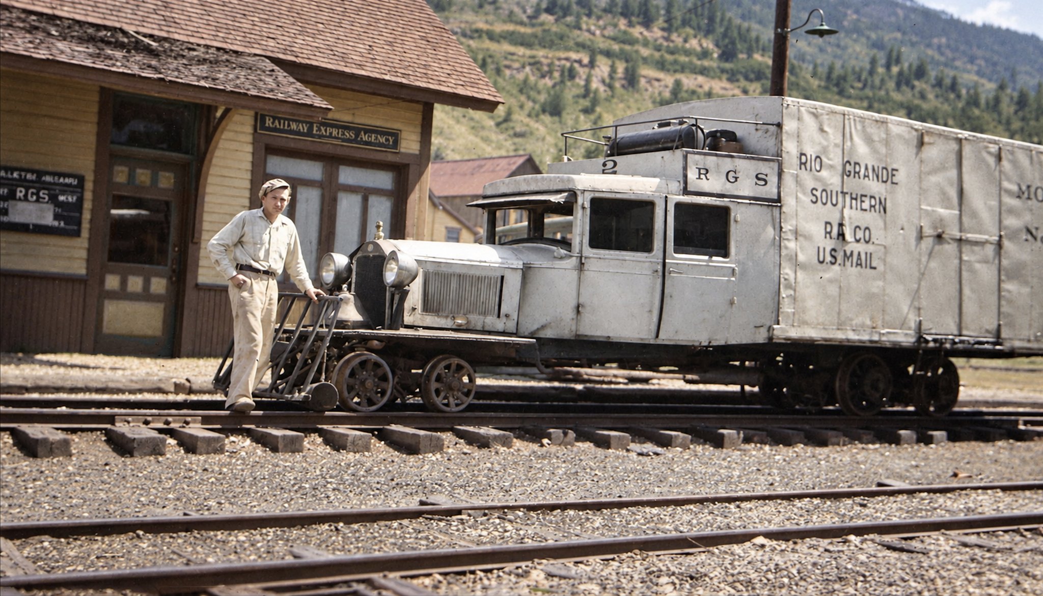 Rio Grande Southern Motor Car No. 5 at Ophir Loop Depot