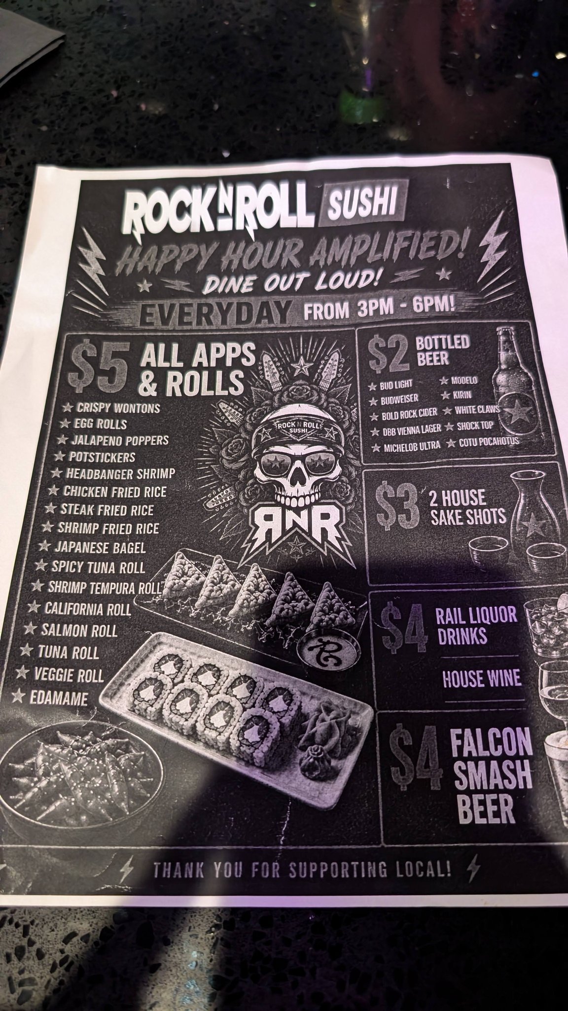 Rock n Roll Sushi in RVA offers happy hour and full menu with rock