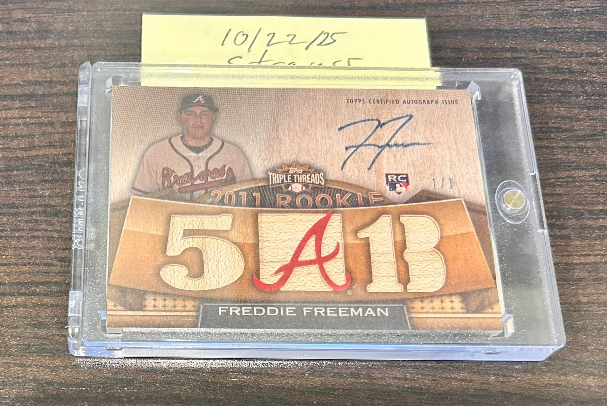 Rare 1/1 Freddie Freeman Triple Threads auto relic card