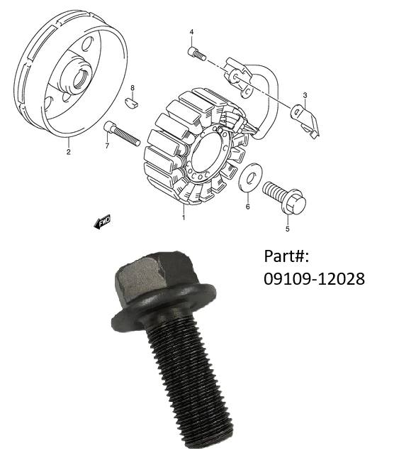 What is the bolt size at the end of a Gen 2 Busa engine?