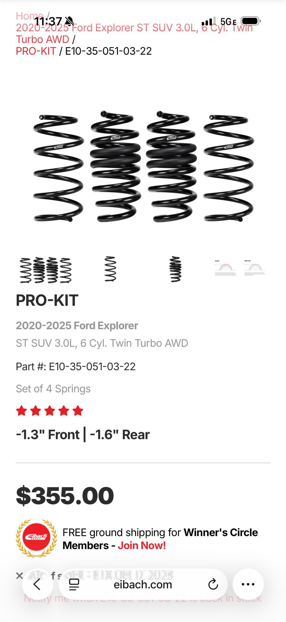 Eibach E10 35 016 03 22 Lowering Spring Kit For FORD FOCUS II Pro