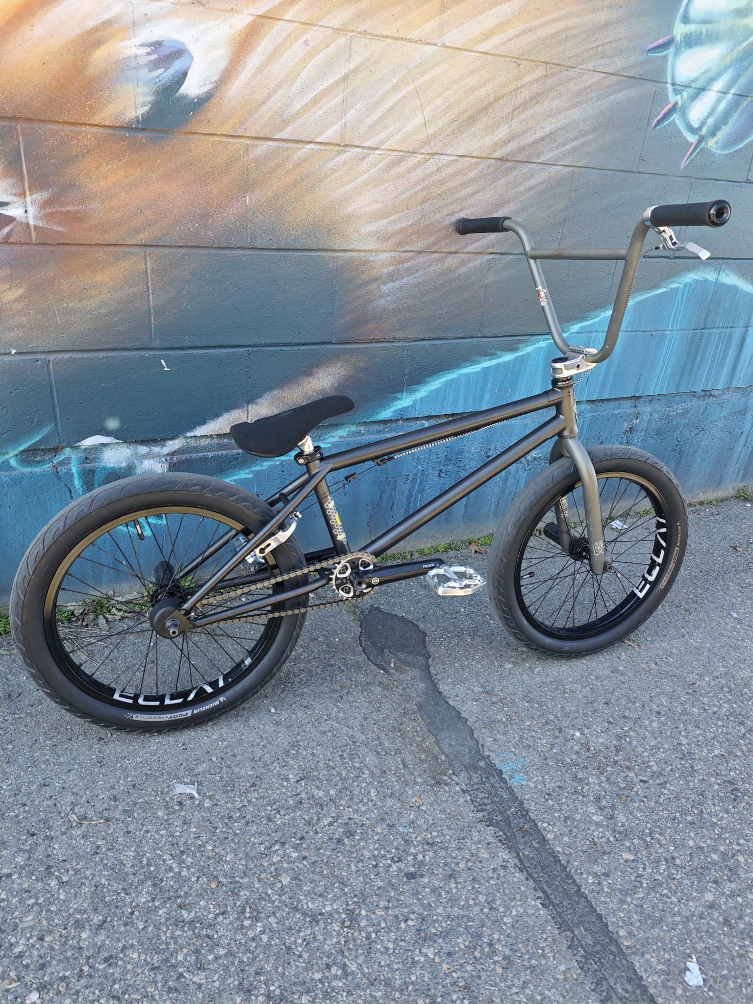 Eclat Bondi rims with Helix hubs on a BMX bike