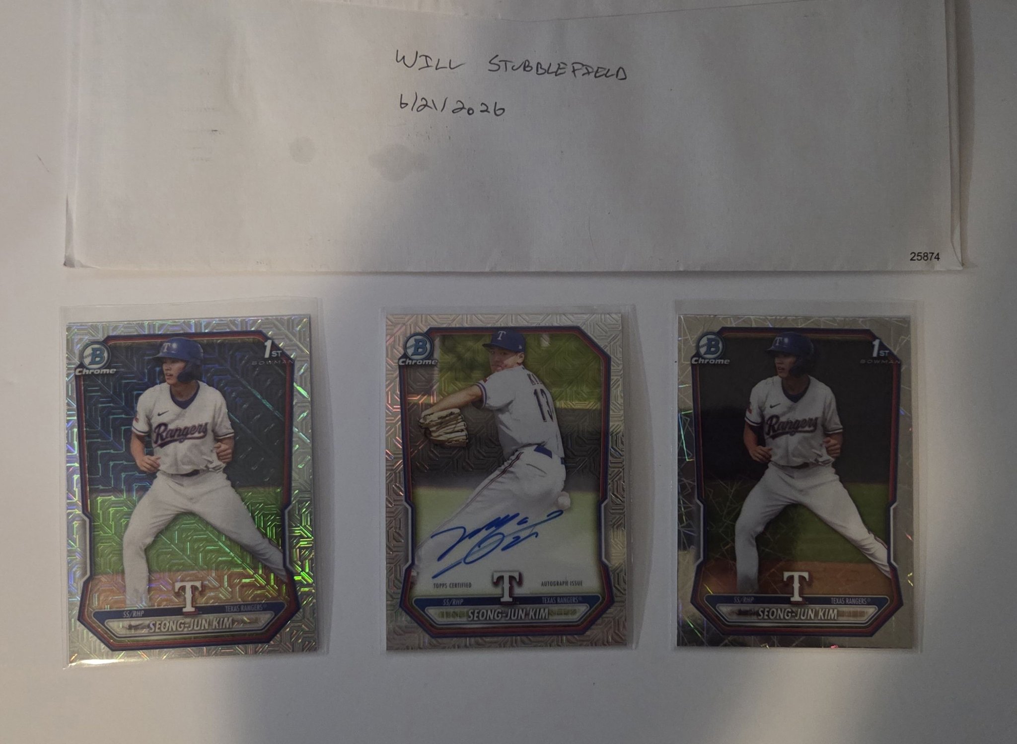 2026 Bowman Seong-Jun Kim Rangers autograph card for sale