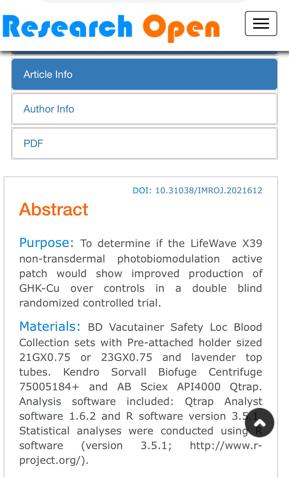 lifewave x39 peer-reviewed study ghk-cu Double-Blind Testing of the Patch to Determine Production Levels range_copper tripeptide